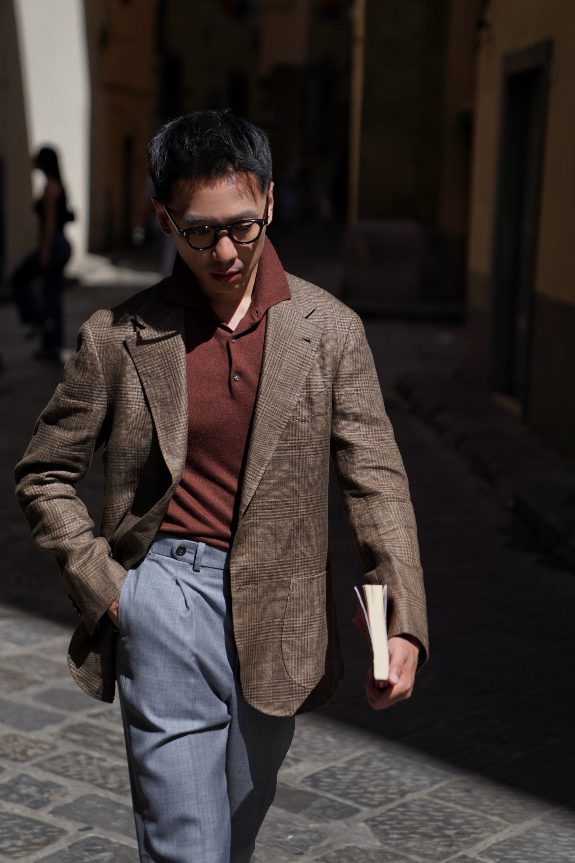 MTO Brown Green Glen Check Linen Jacket #497