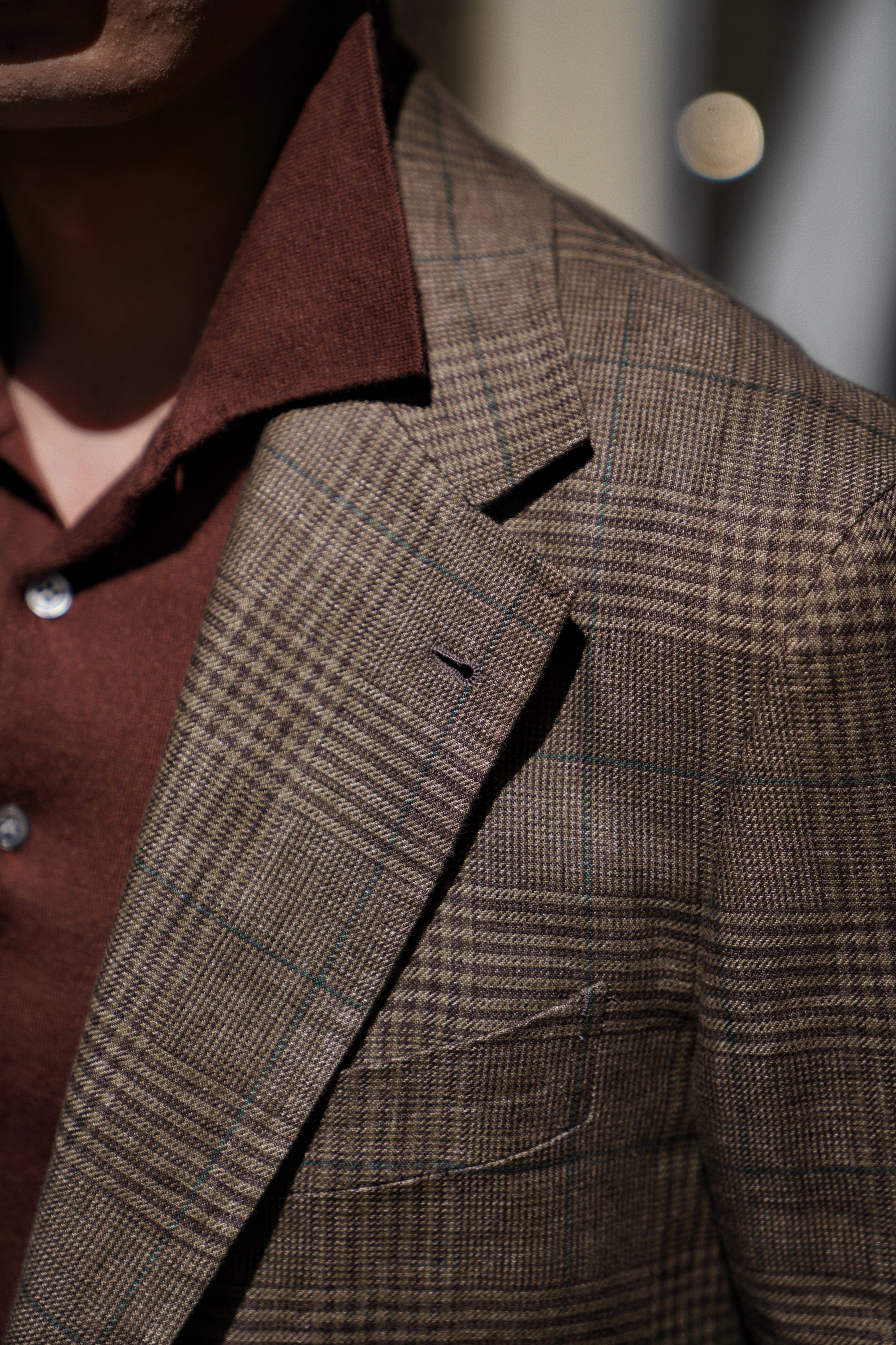 MTO Brown Green Glen Check Linen Jacket #497
