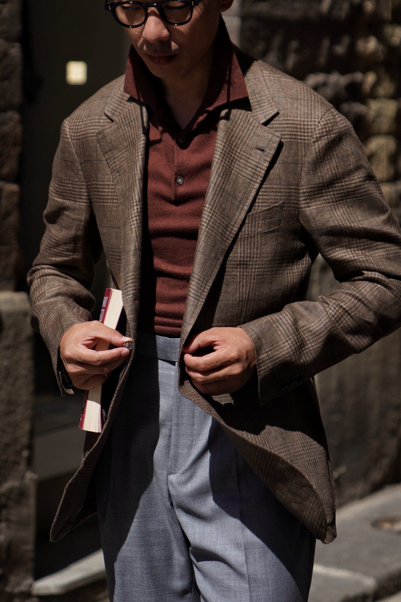 MTO Brown Green Glen Check Linen Jacket #497