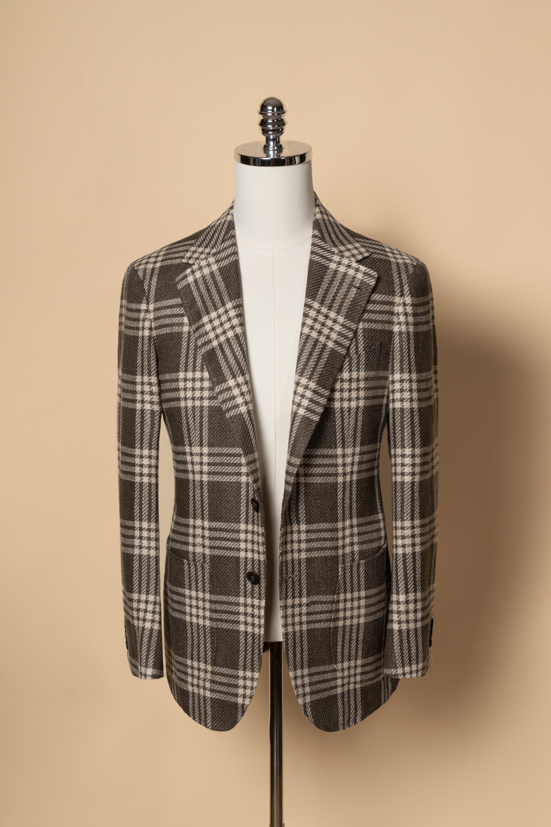 MTO Khaki Plaid Linen Cotton Jacket