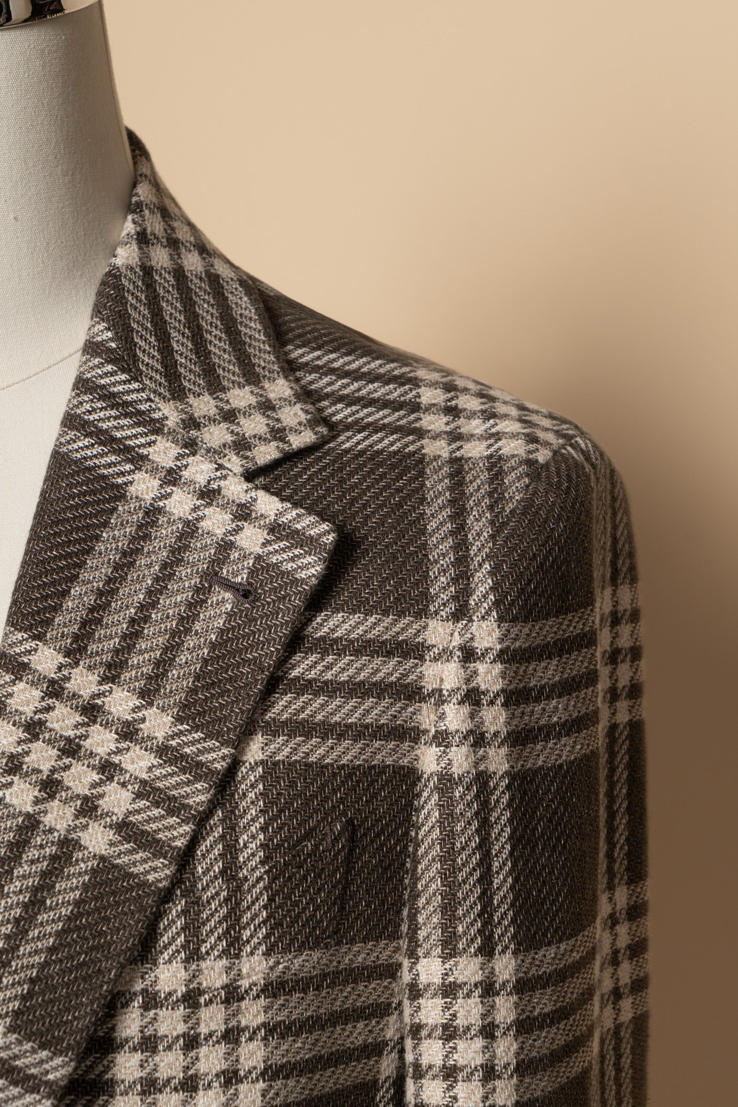 MTO Khaki Plaid Linen Cotton Jacket