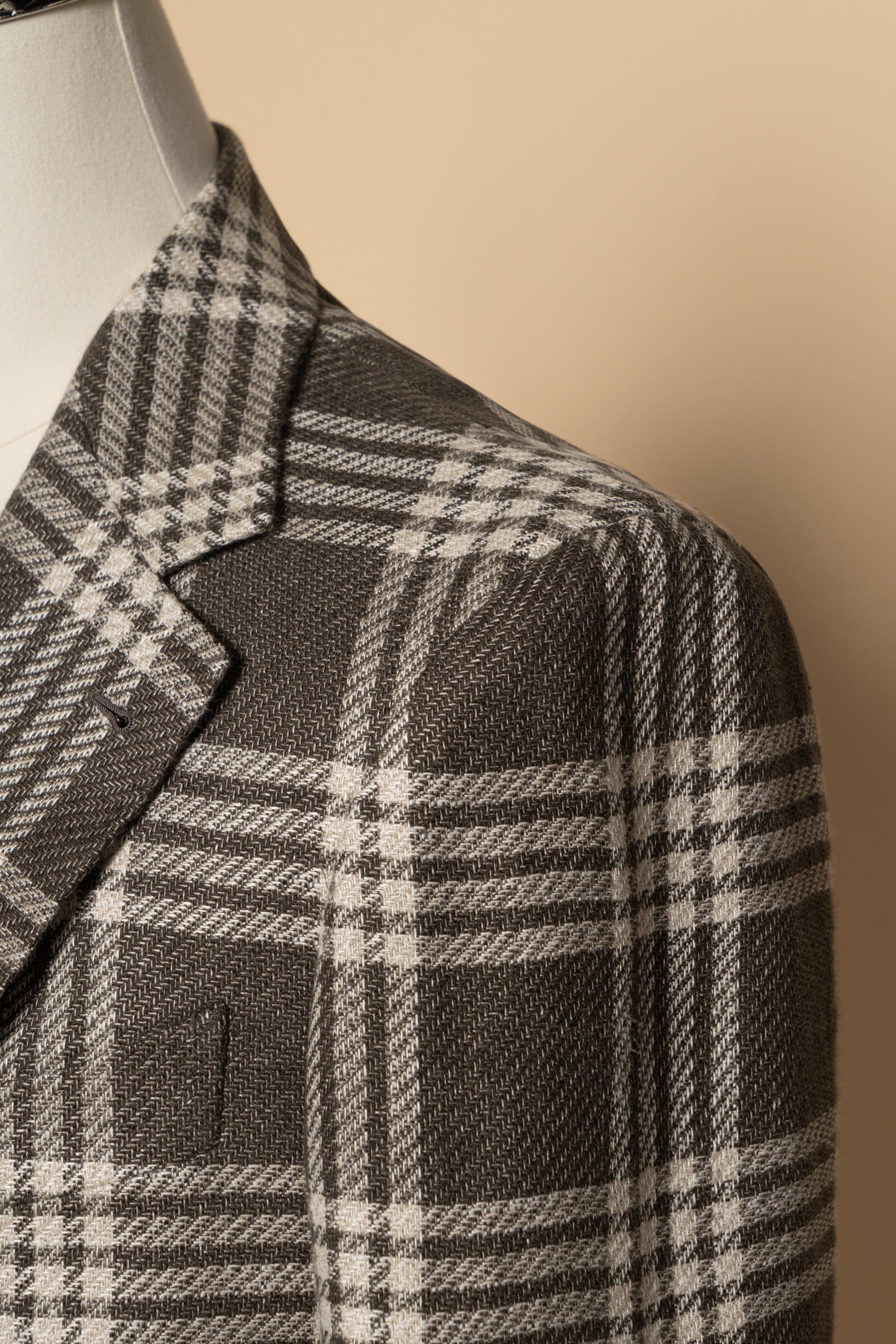 MTO Khaki Plaid Linen Cotton Jacket