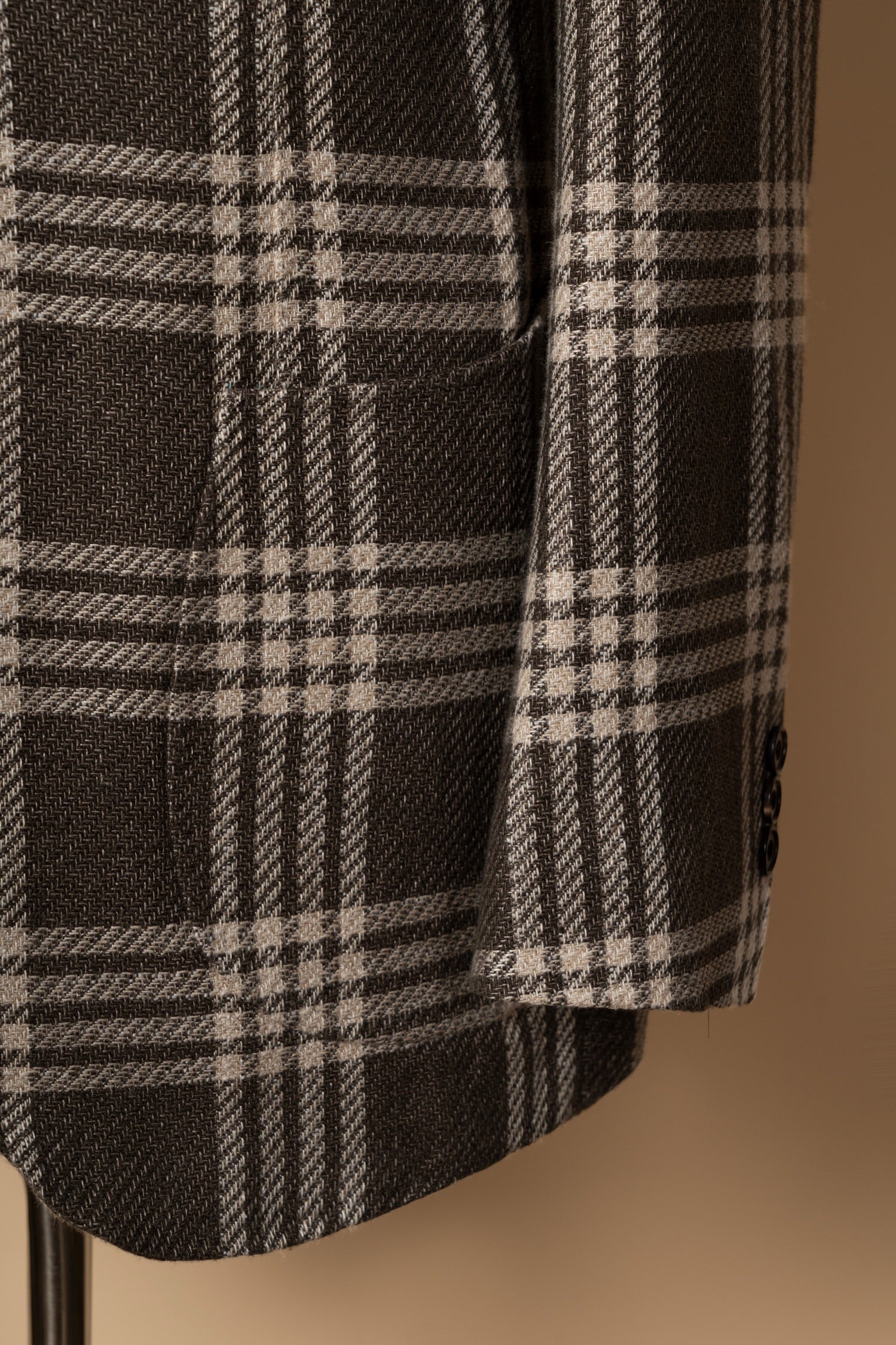 MTO Khaki Plaid Linen Cotton Jacket