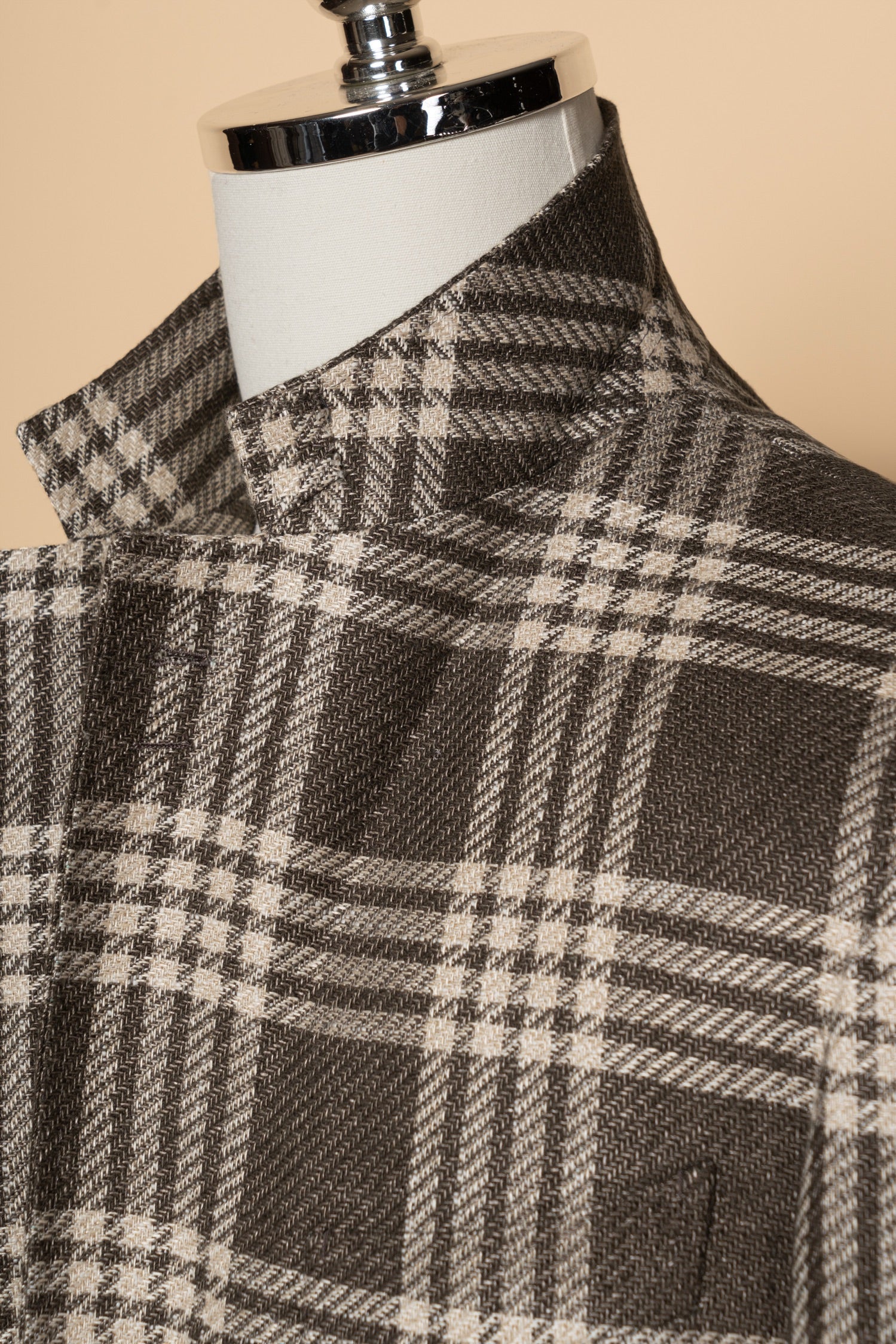 MTO Khaki Plaid Linen Cotton Jacket