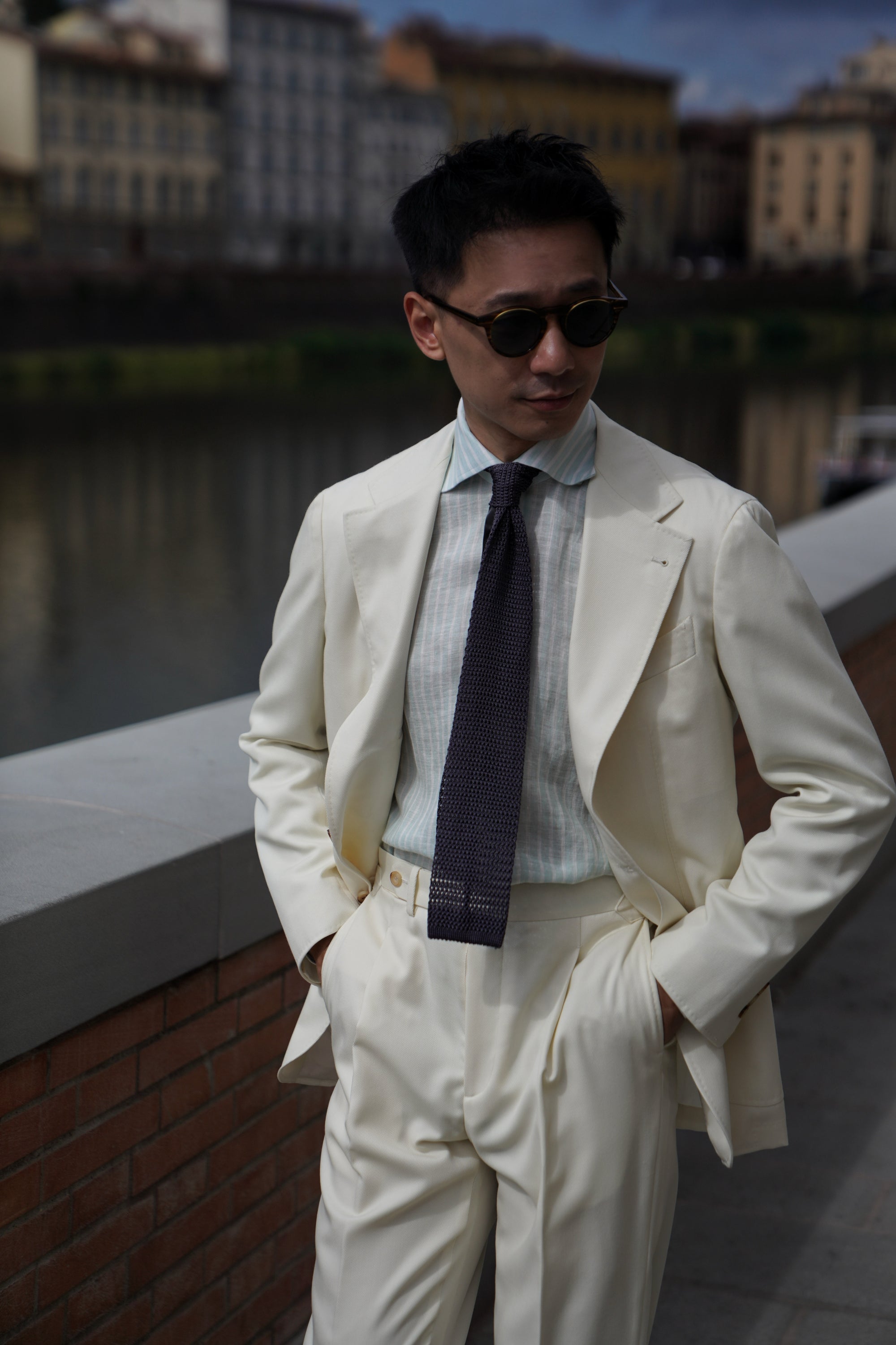 MTO Ivory Cavalry Twill 130s Wool Suit #424