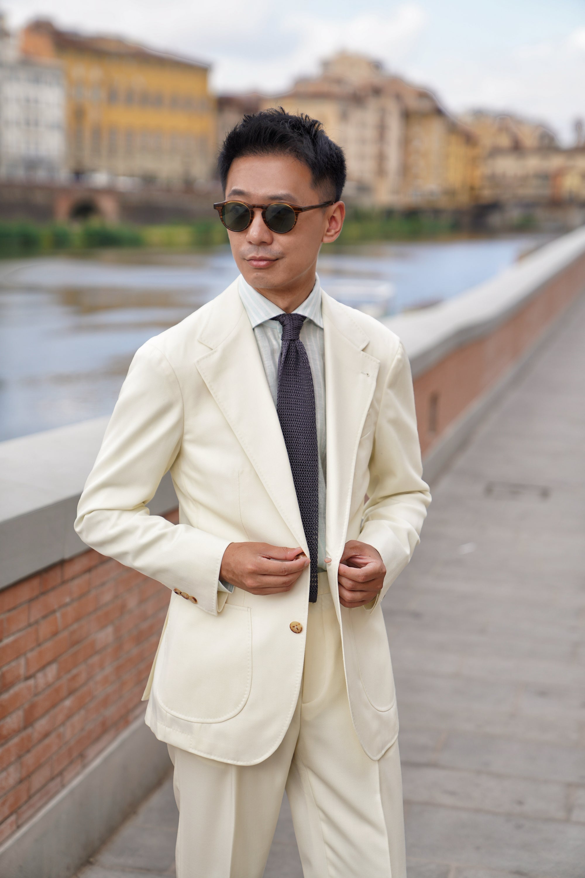 MTO Ivory Cavalry Twill 130s Wool Suit #424