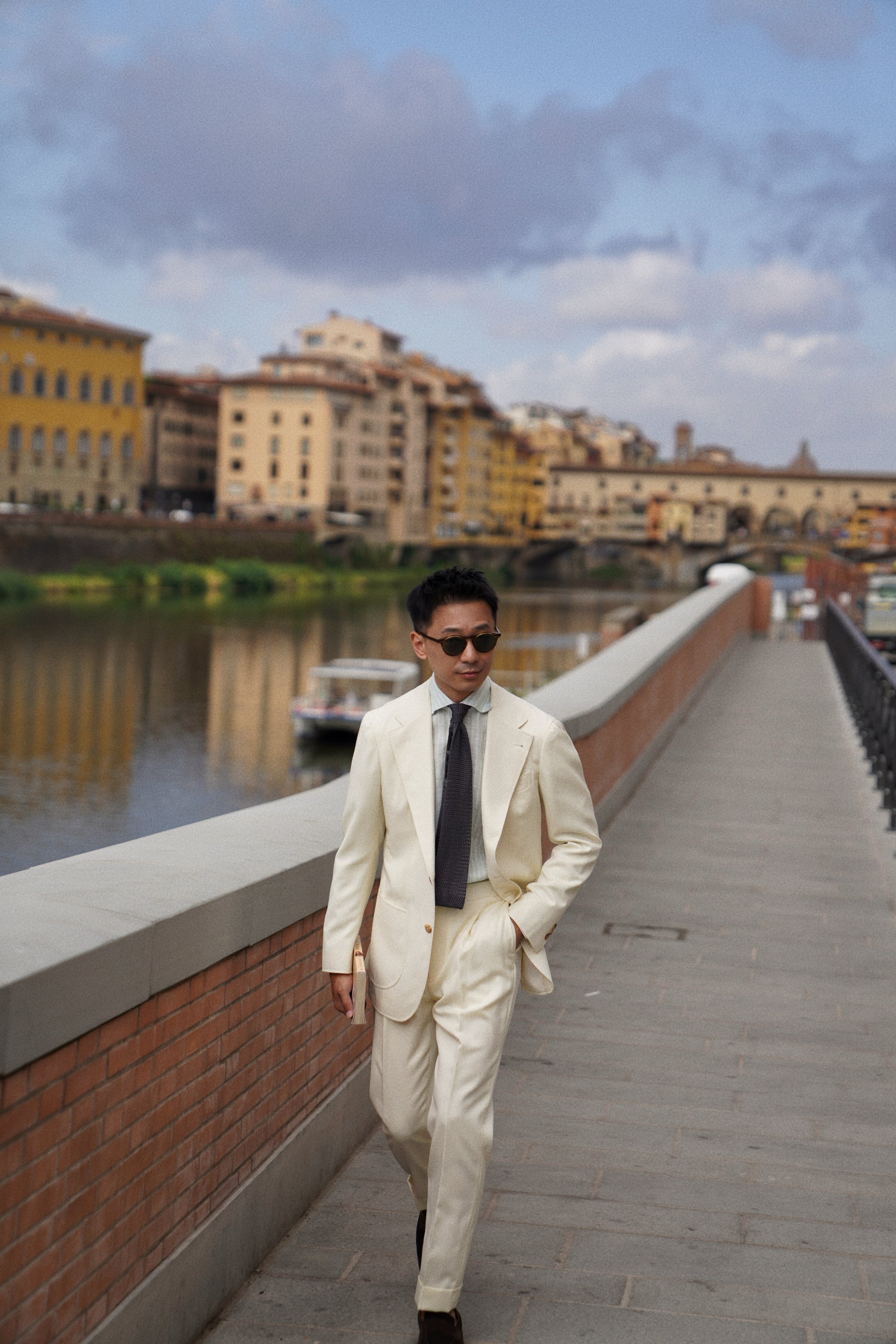 MTO Ivory Cavalry Twill 130s Wool Suit #424