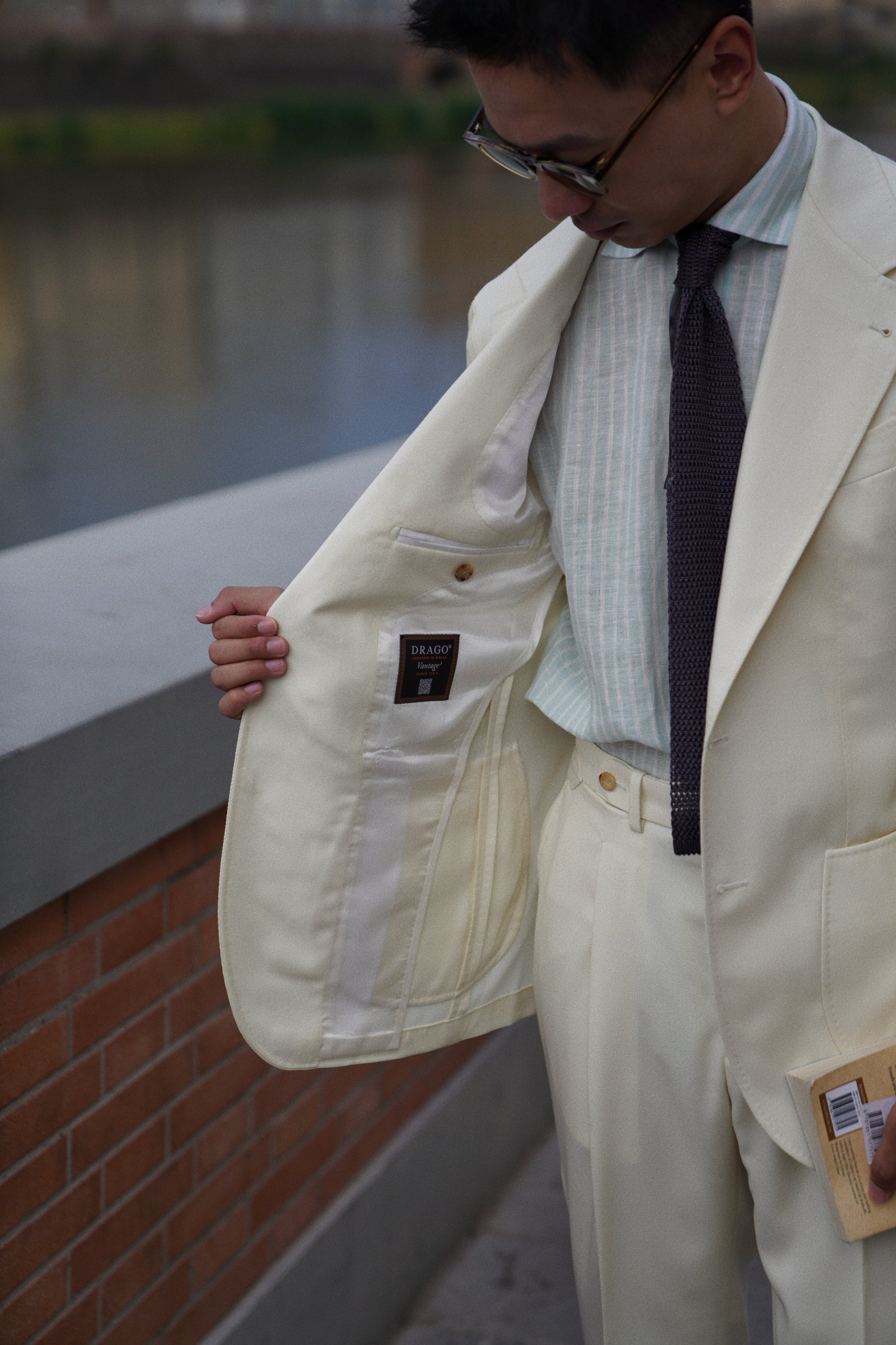 MTO Ivory Cavalry Twill 130s Wool Suit #424
