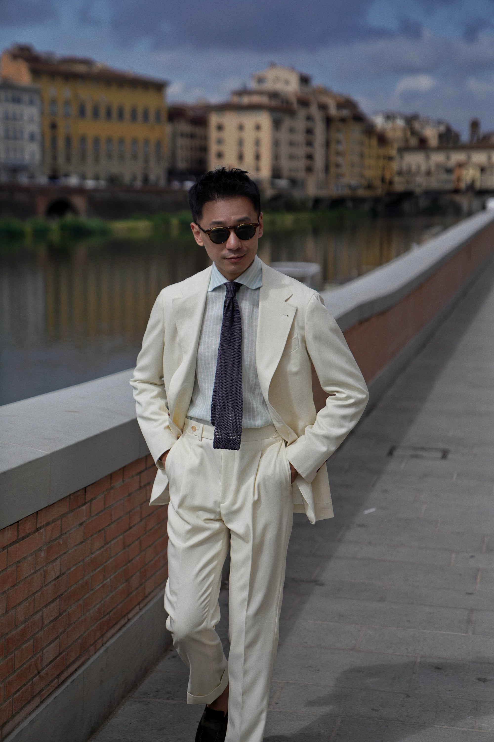 MTO Ivory Cavalry Twill 130s Wool Suit #424