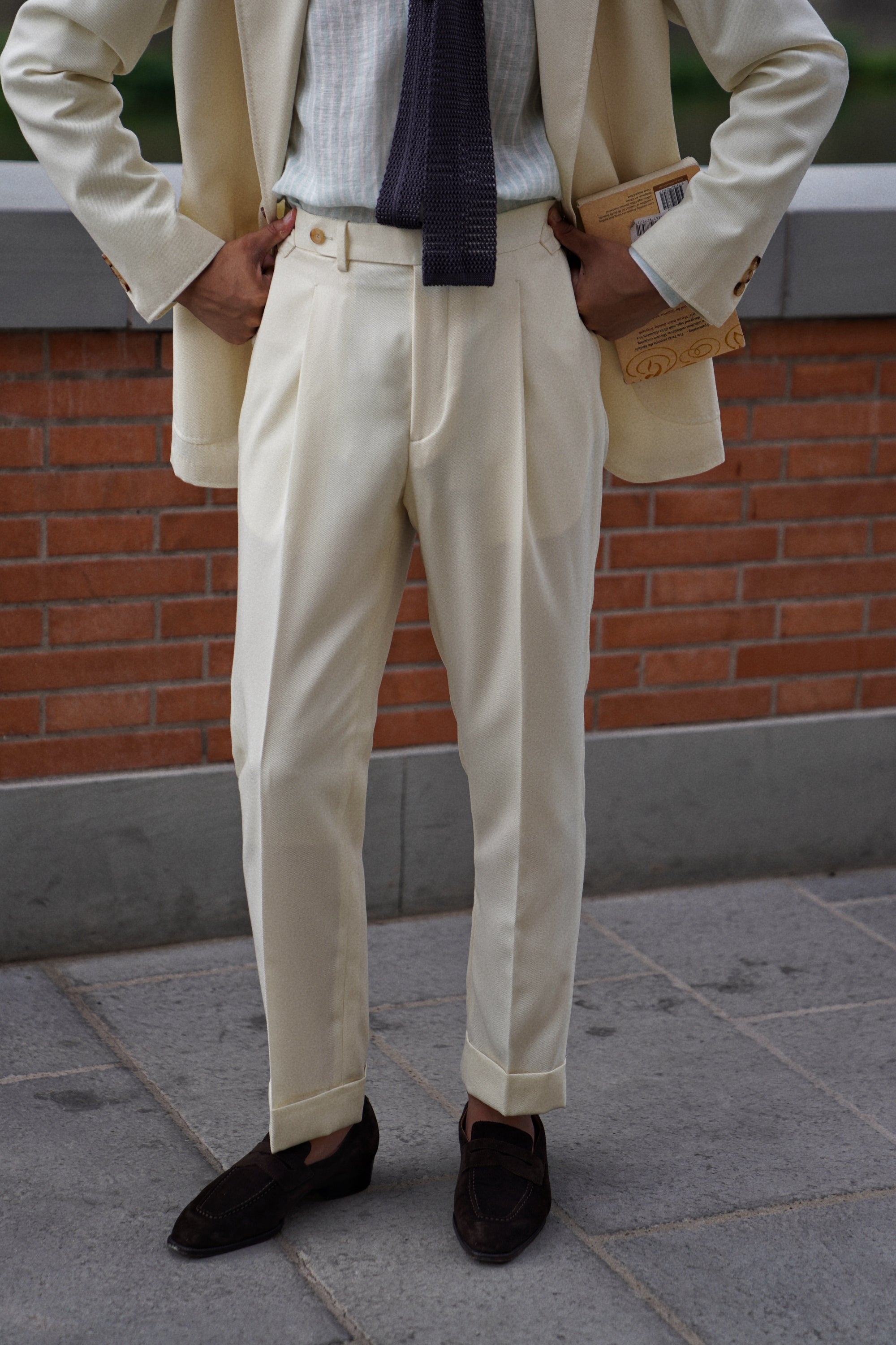 MTO Ivory Cavalry Twill 130s Wool Suit #424