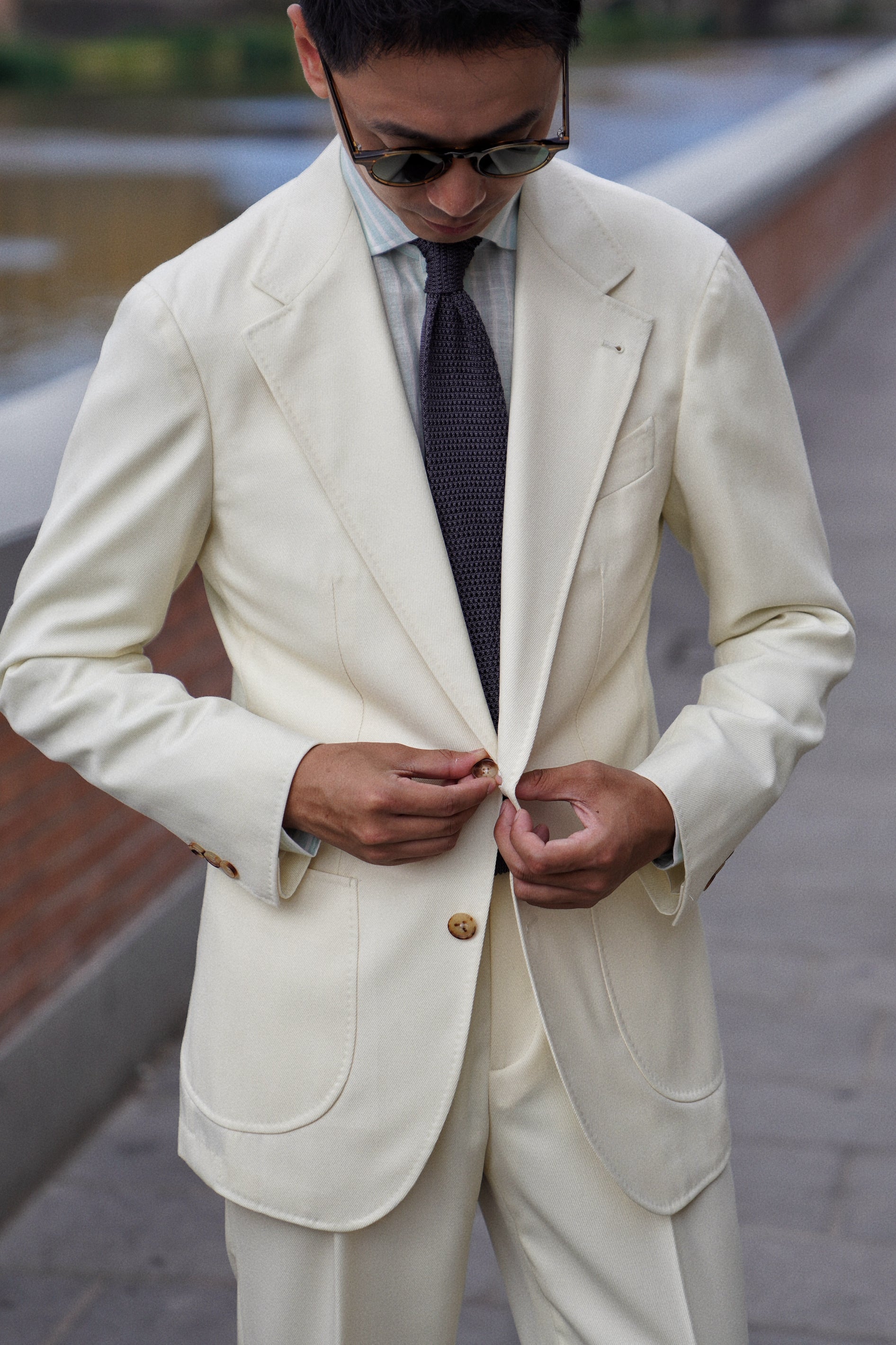 MTO Ivory Cavalry Twill 130s Wool Suit #424