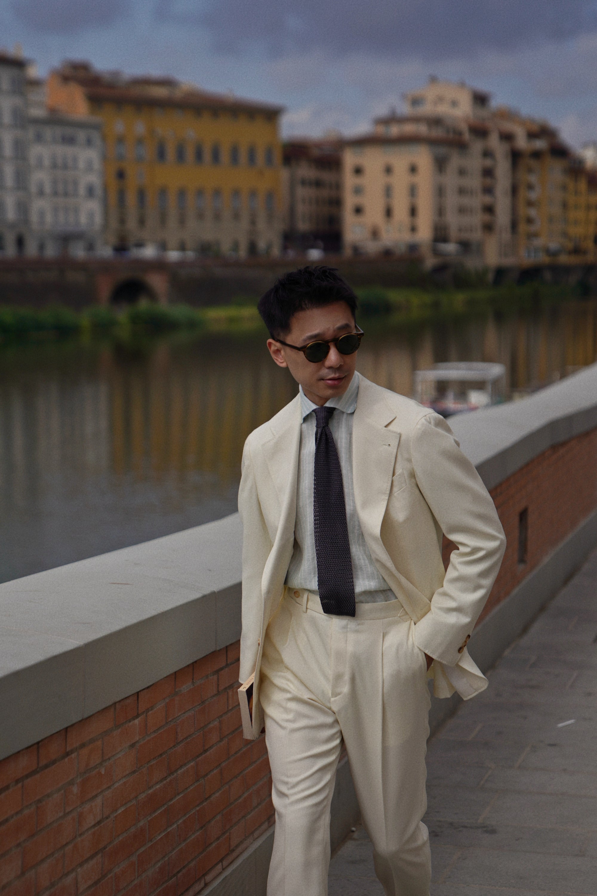 MTO Ivory Cavalry Twill 130s Wool Suit #424