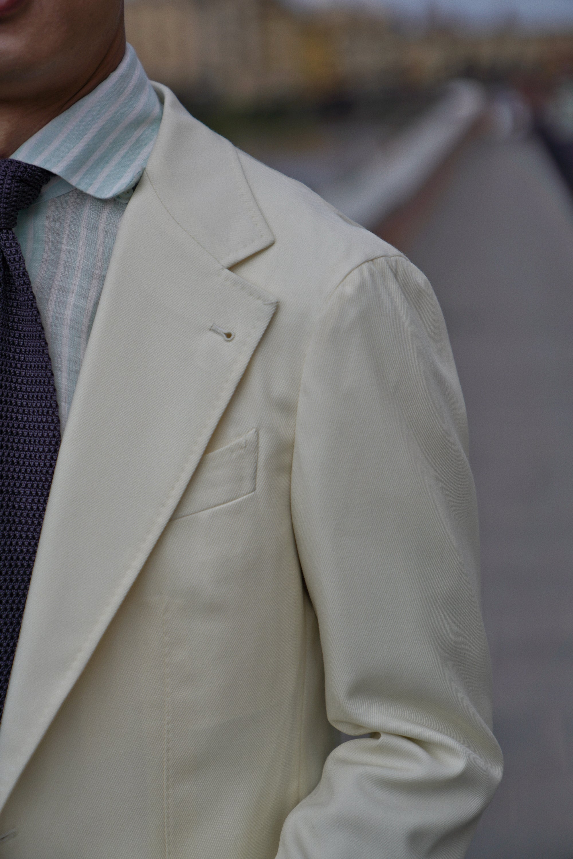 MTO Ivory Cavalry Twill 130s Wool Suit #424