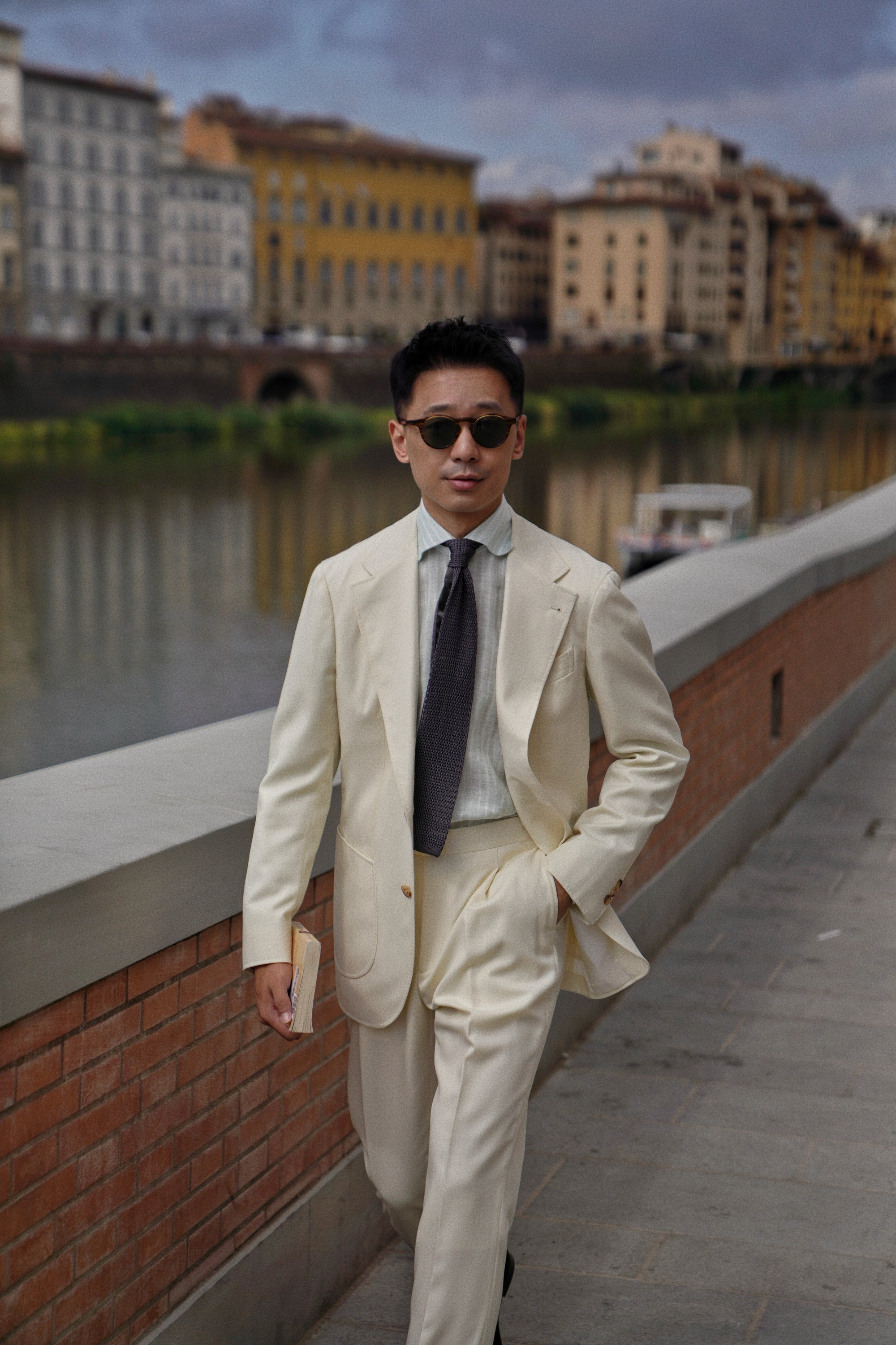 MTO Ivory Cavalry Twill 130s Wool Suit #424