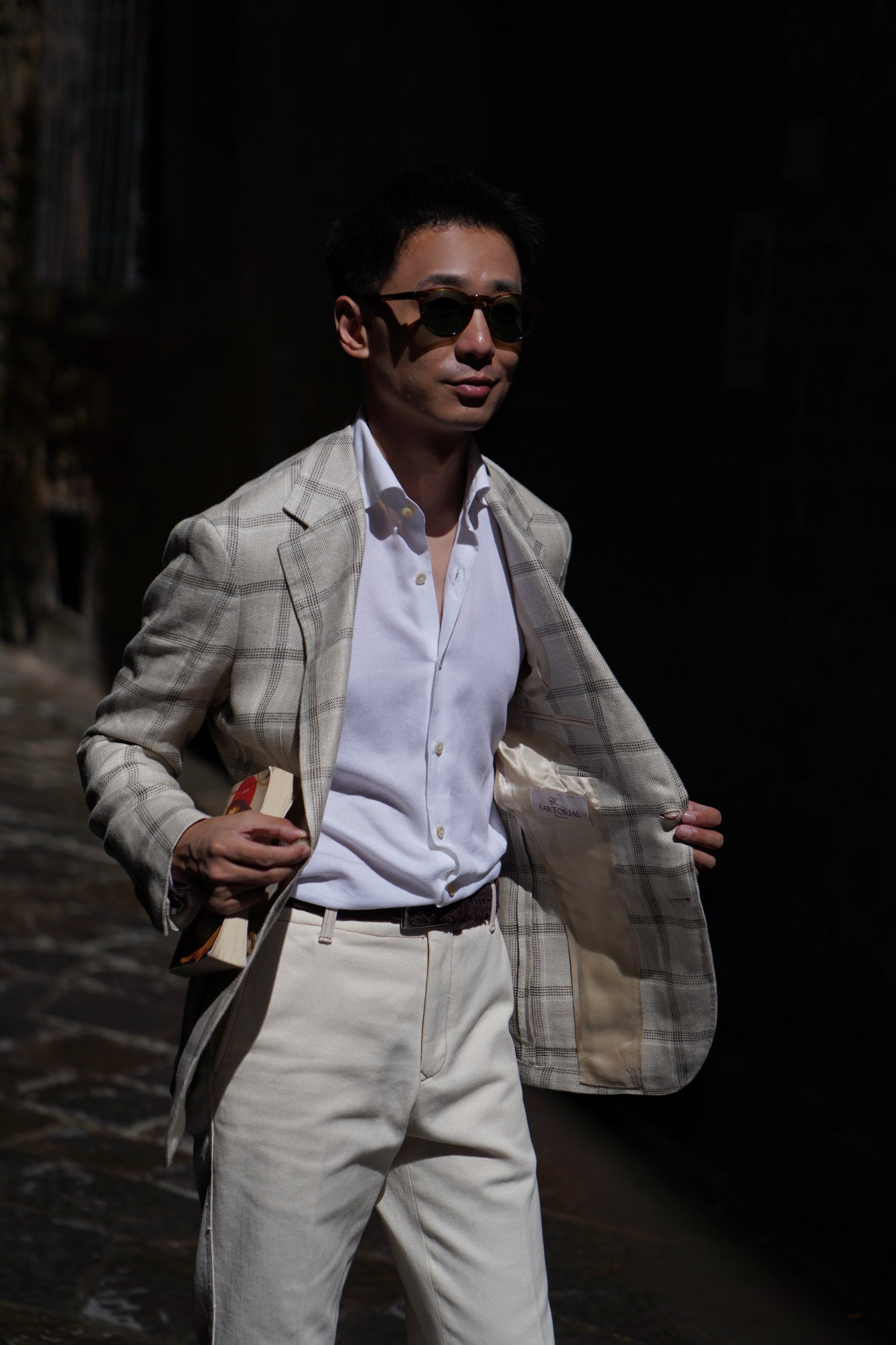 MTO Khaki Windowpane Linen Jacket
