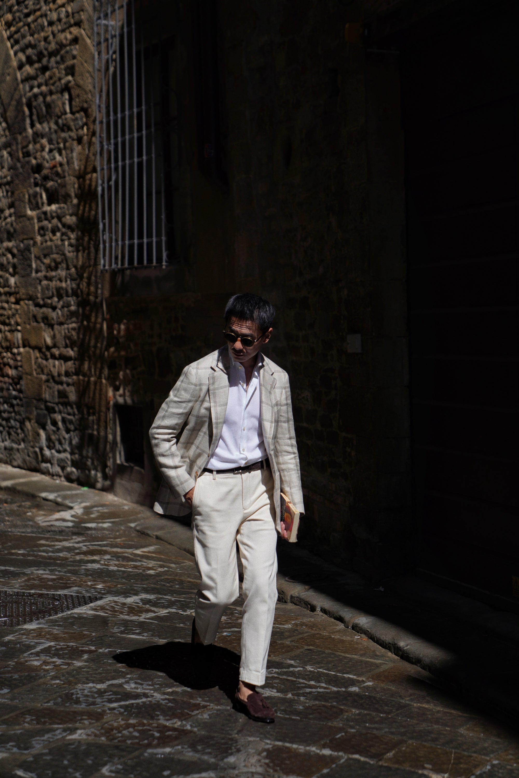 MTO Khaki Windowpane Linen Jacket