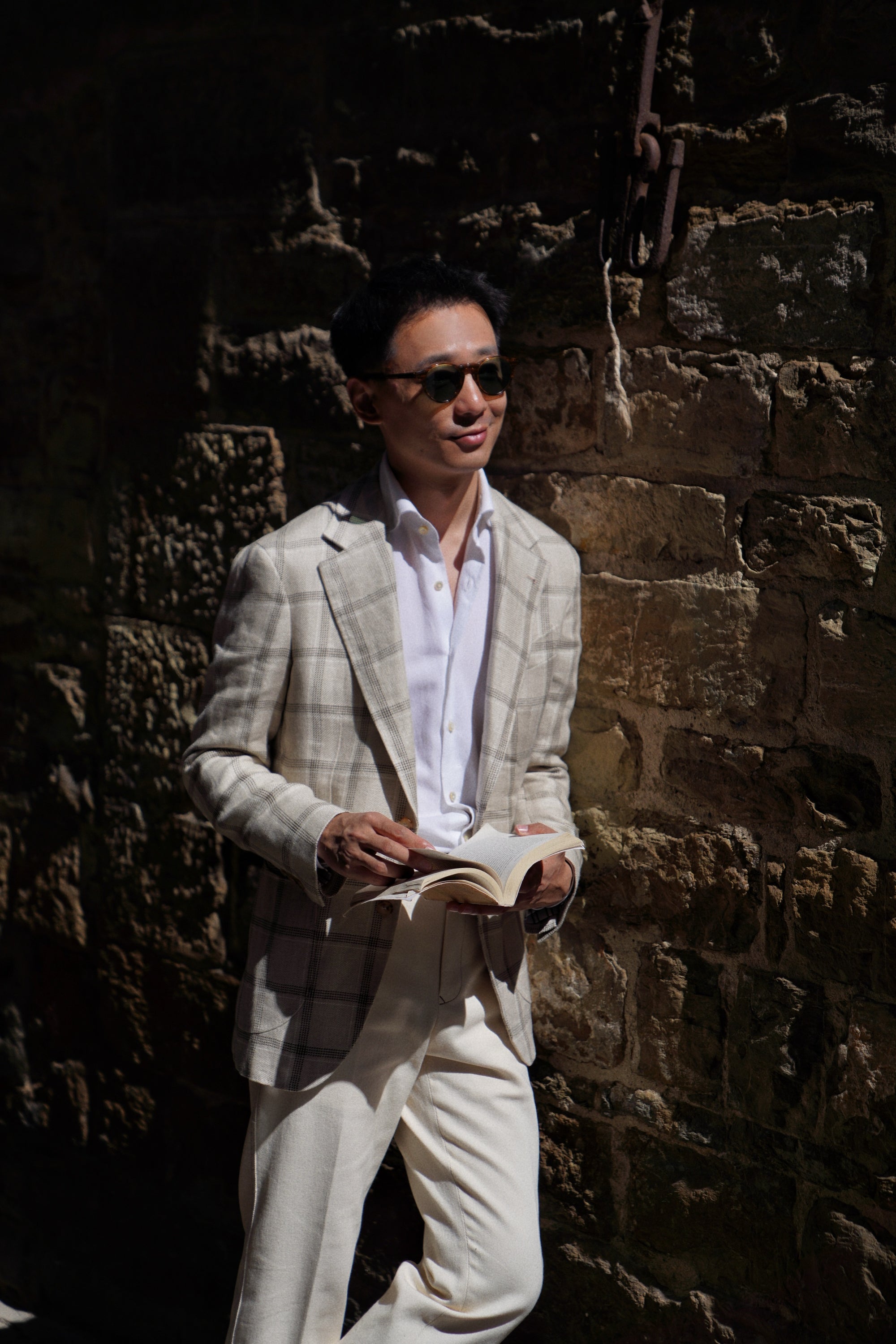 MTO Khaki Windowpane Linen Jacket