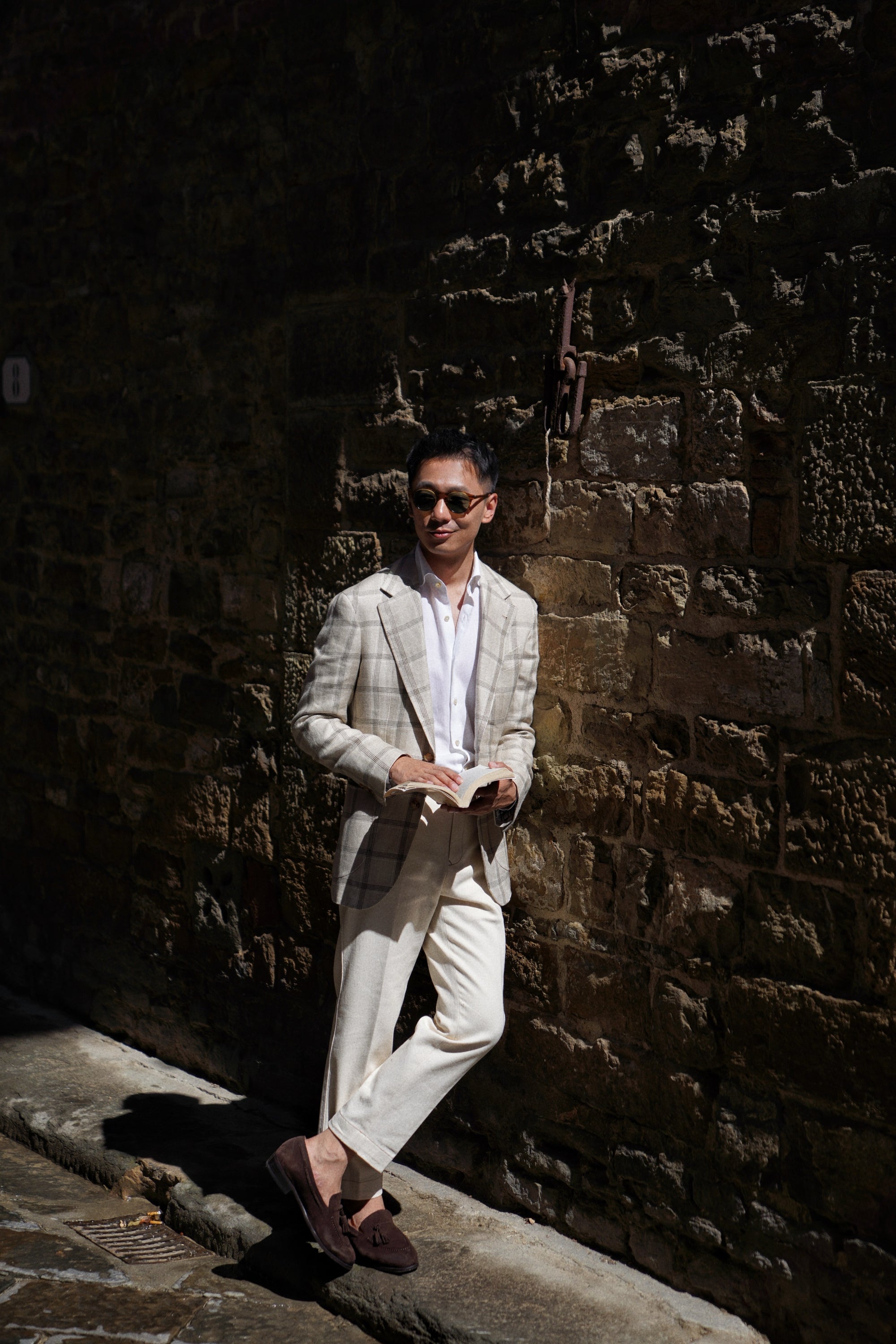 MTO Khaki Windowpane Linen Jacket
