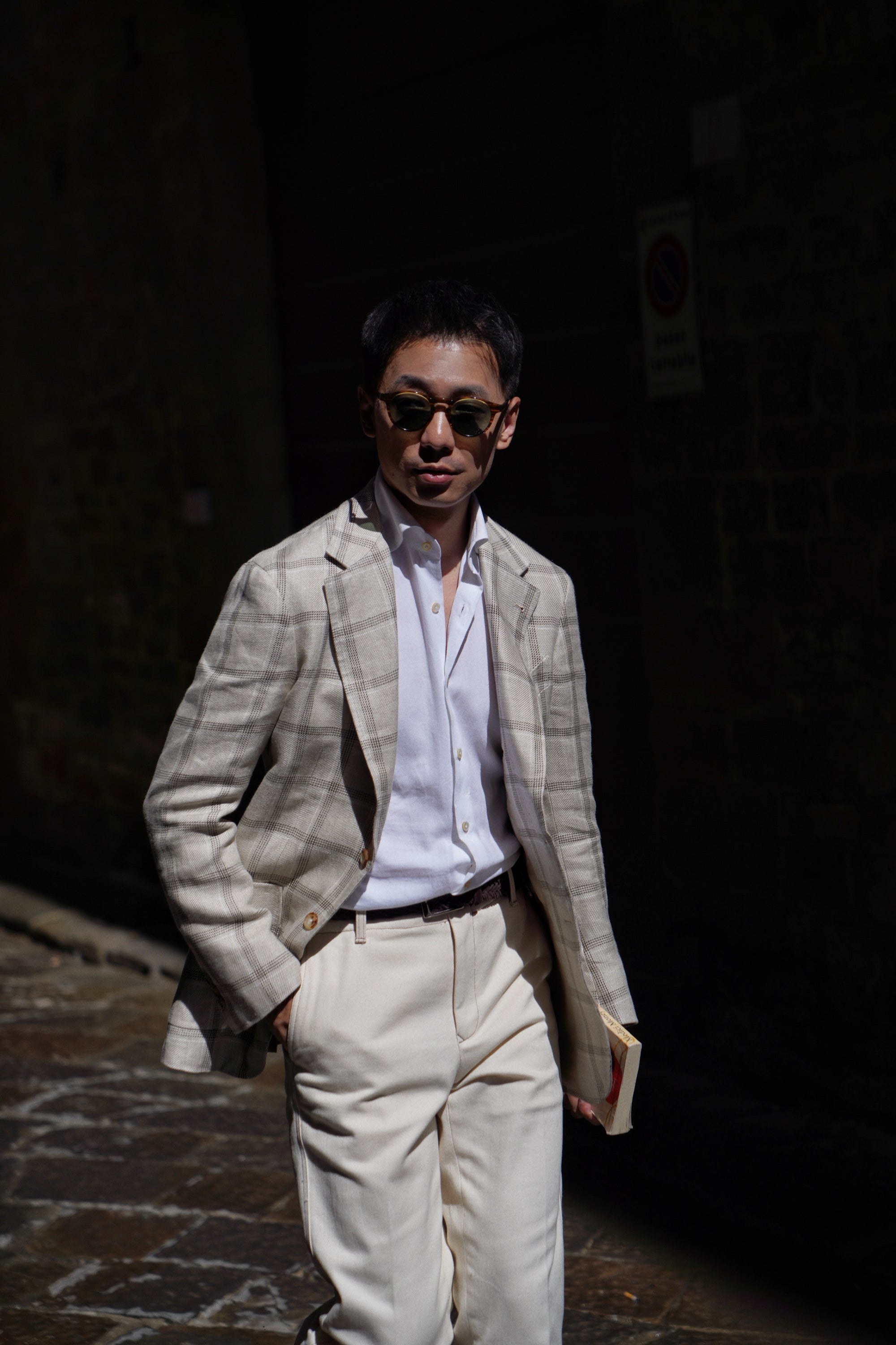 MTO Khaki Windowpane Linen Jacket