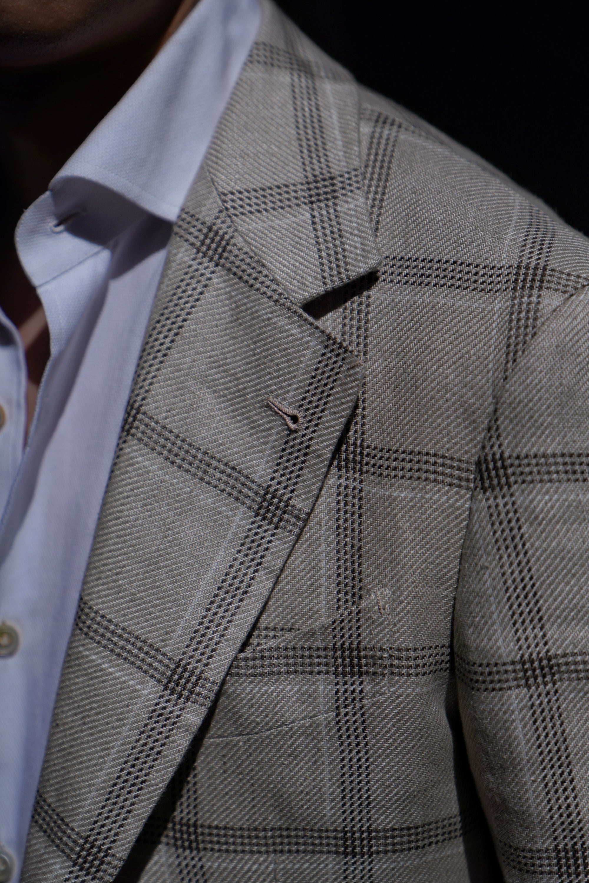 MTO Khaki Windowpane Linen Jacket