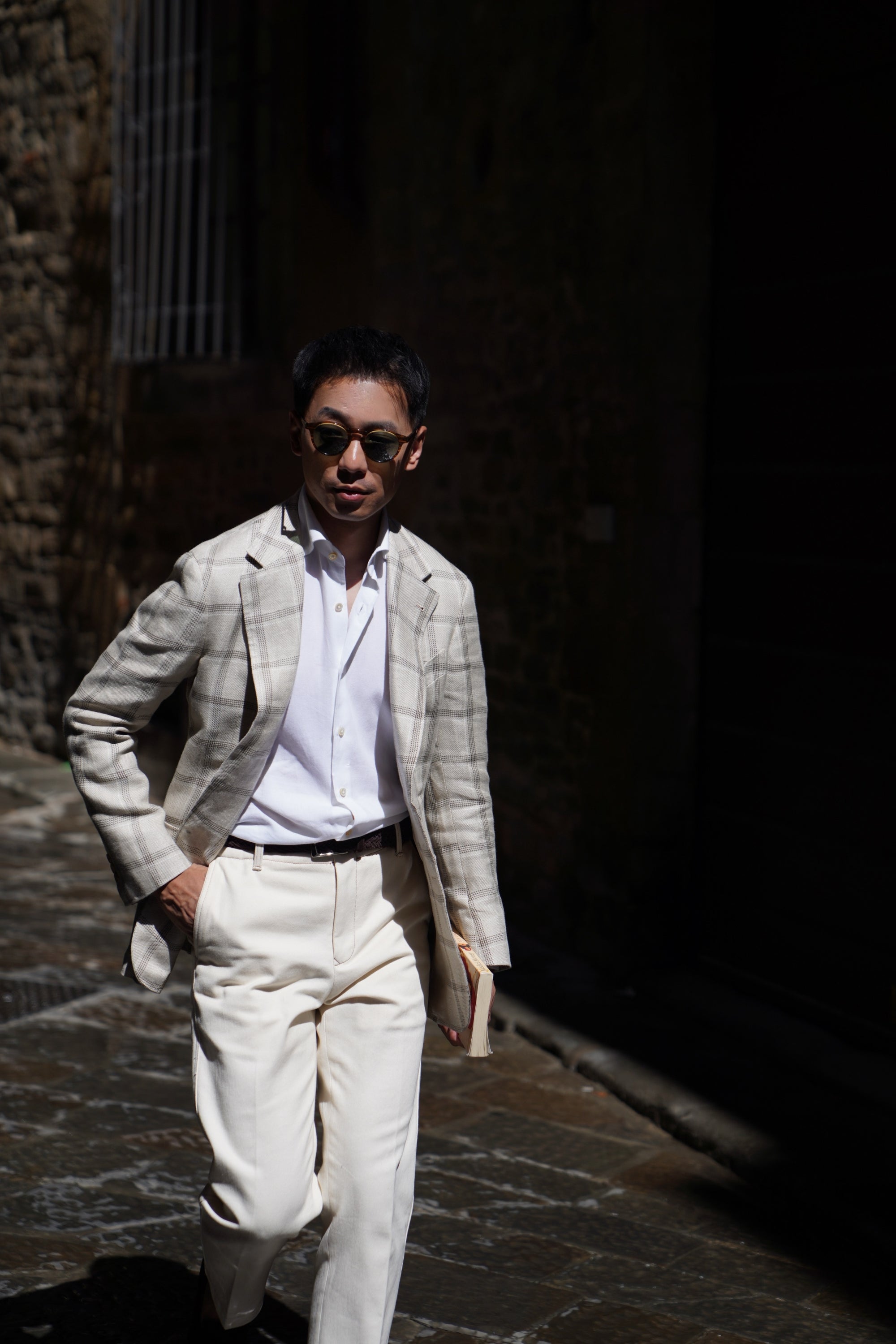 MTO Khaki Windowpane Linen Jacket