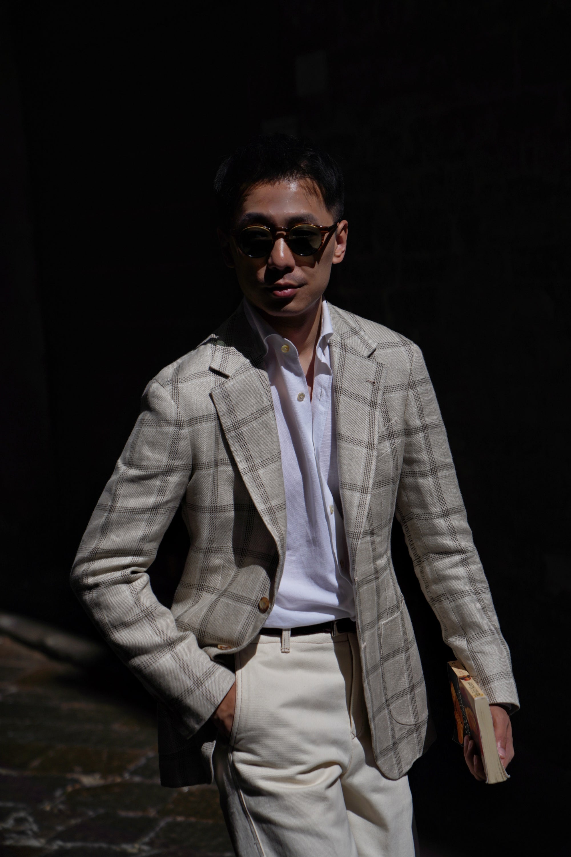 MTO Khaki Windowpane Linen Jacket