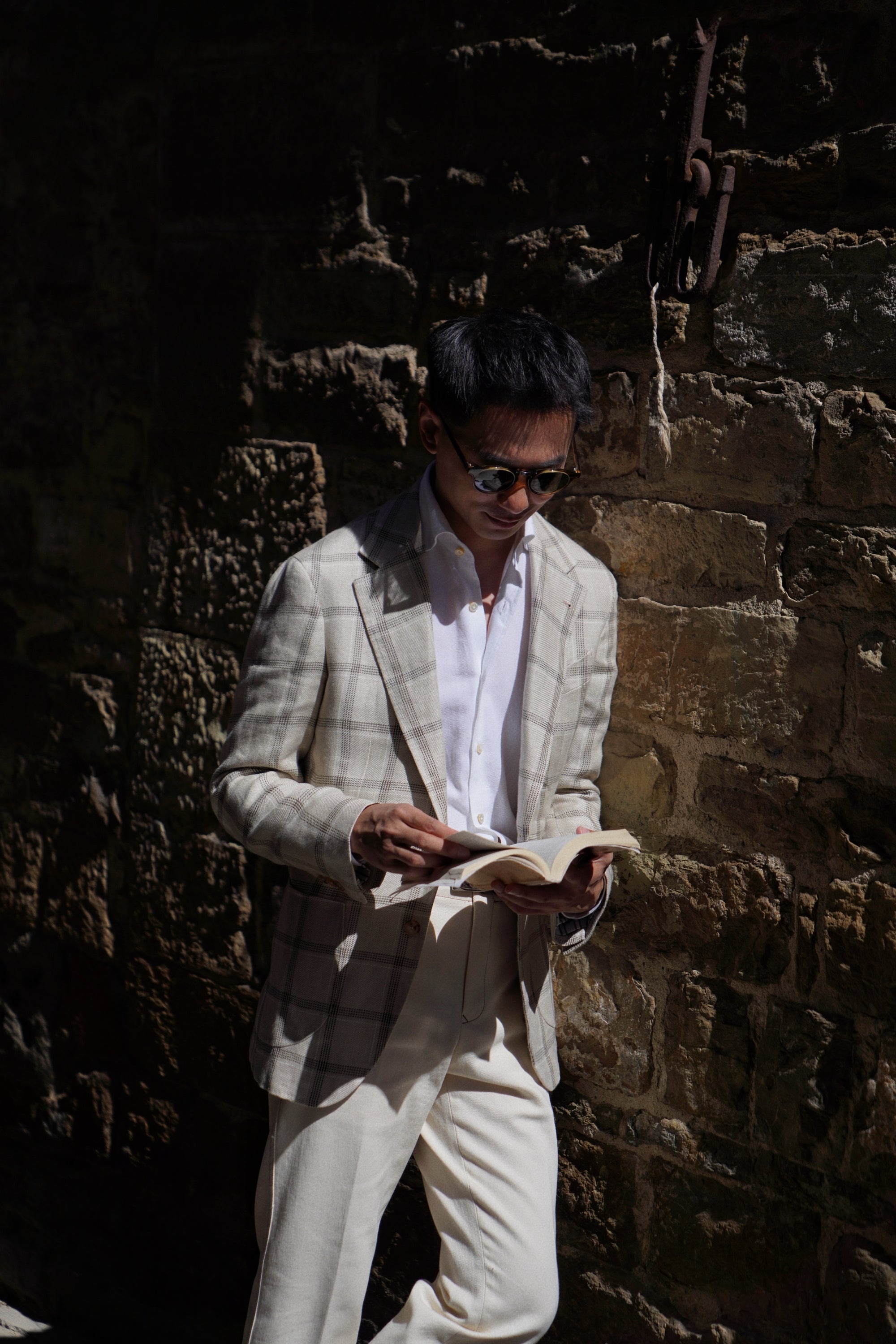 MTO Khaki Windowpane Linen Jacket