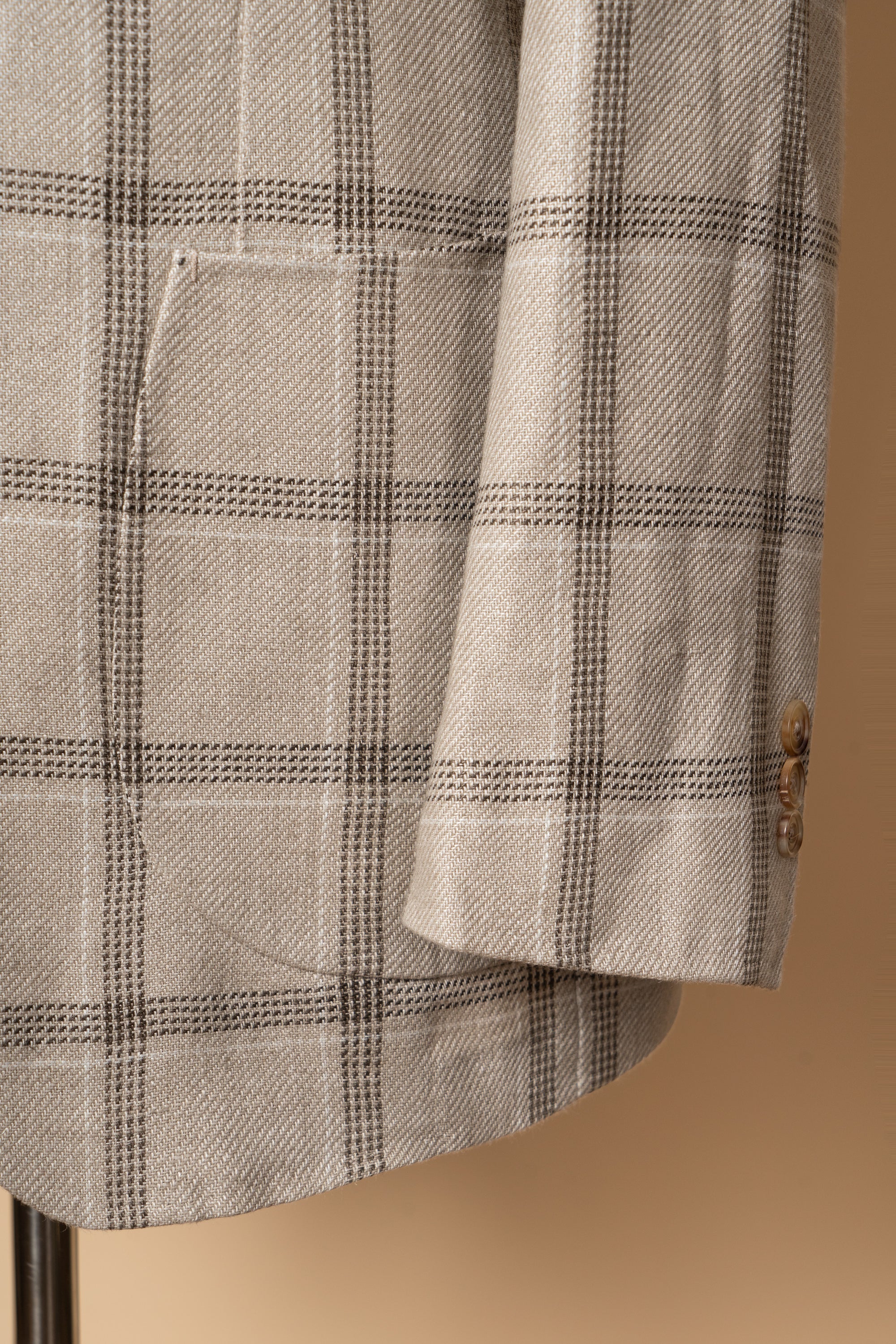 MTO Khaki Windowpane Linen Jacket