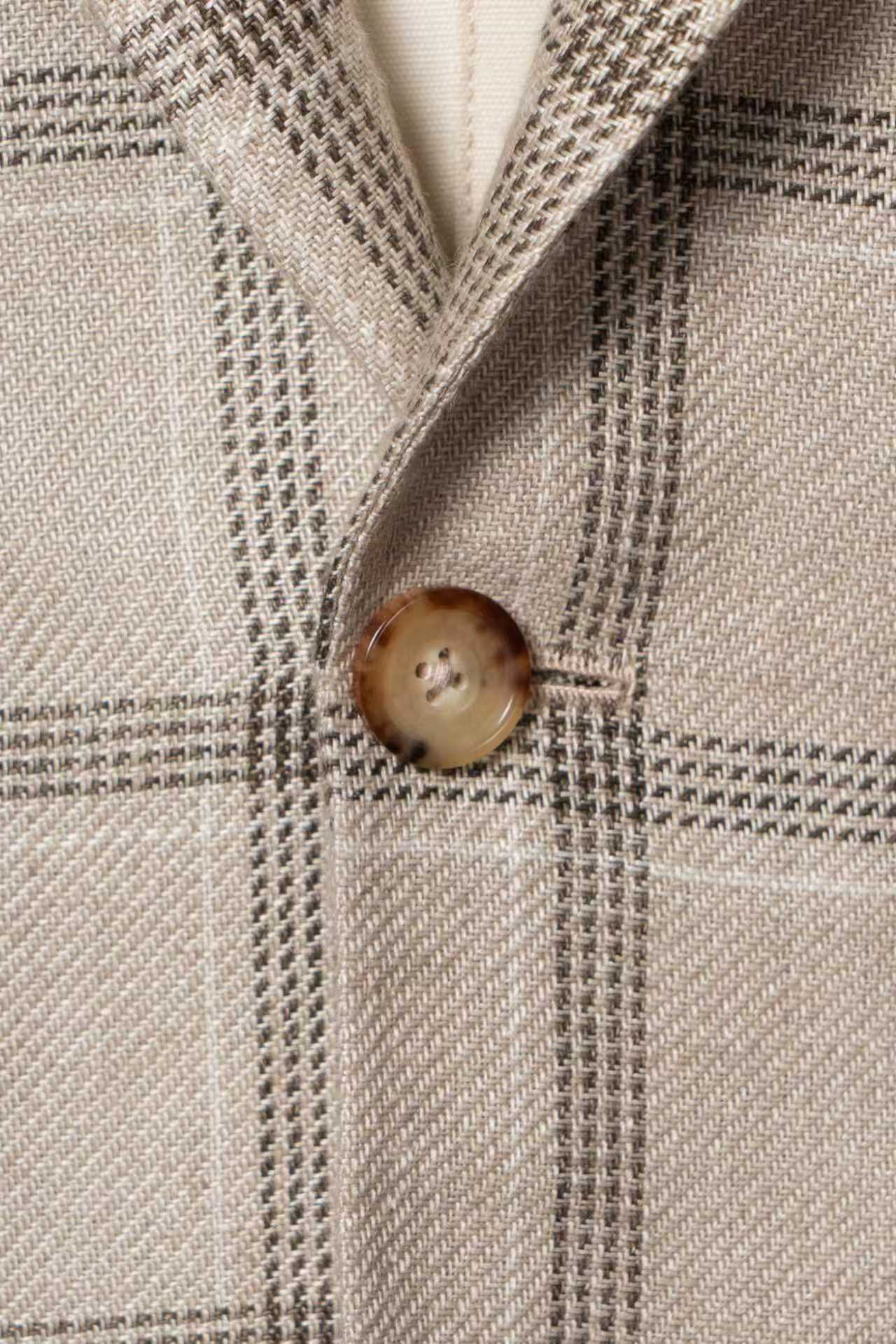 MTO Khaki Windowpane Linen Jacket