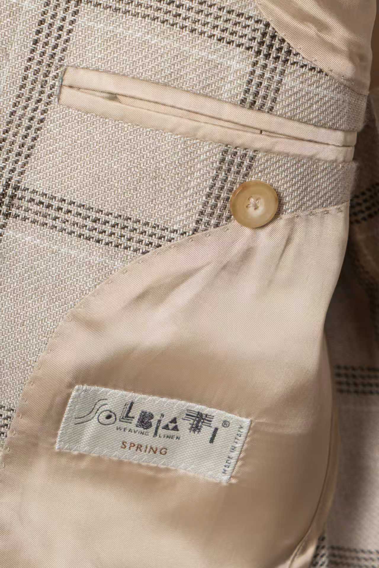 MTO Khaki Windowpane Linen Jacket