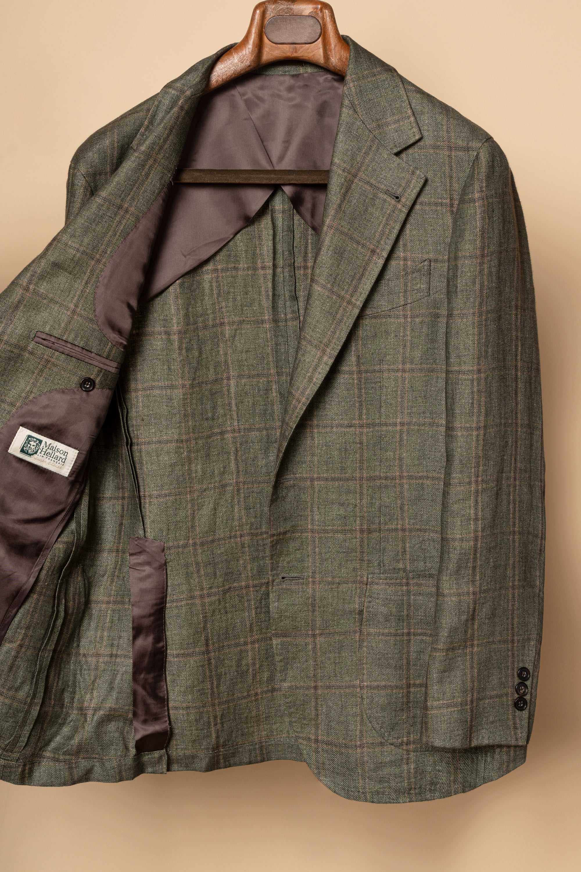 MTO Moss Windowpane Linen Jacket #498