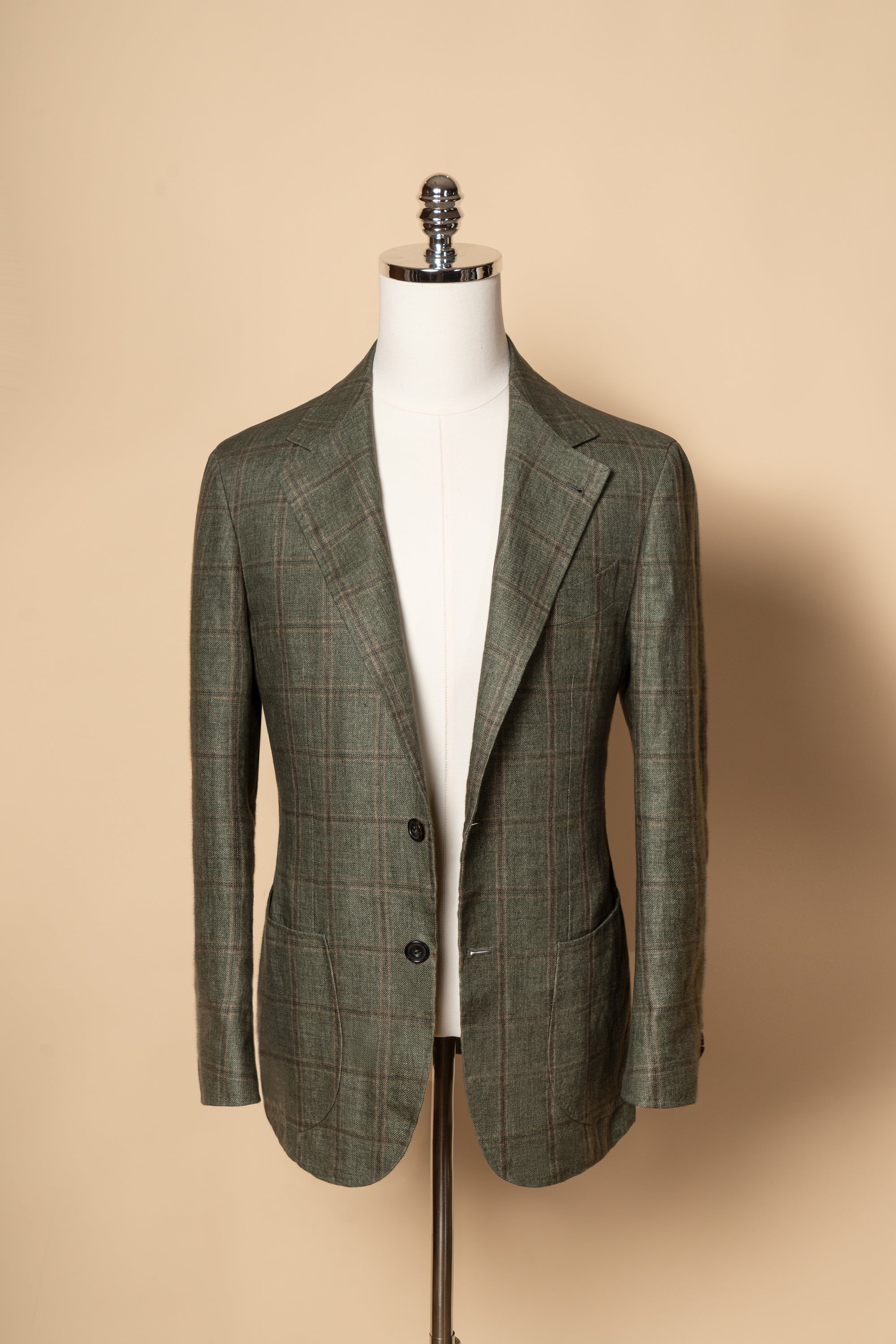 MTO Moss Windowpane Linen Jacket #498