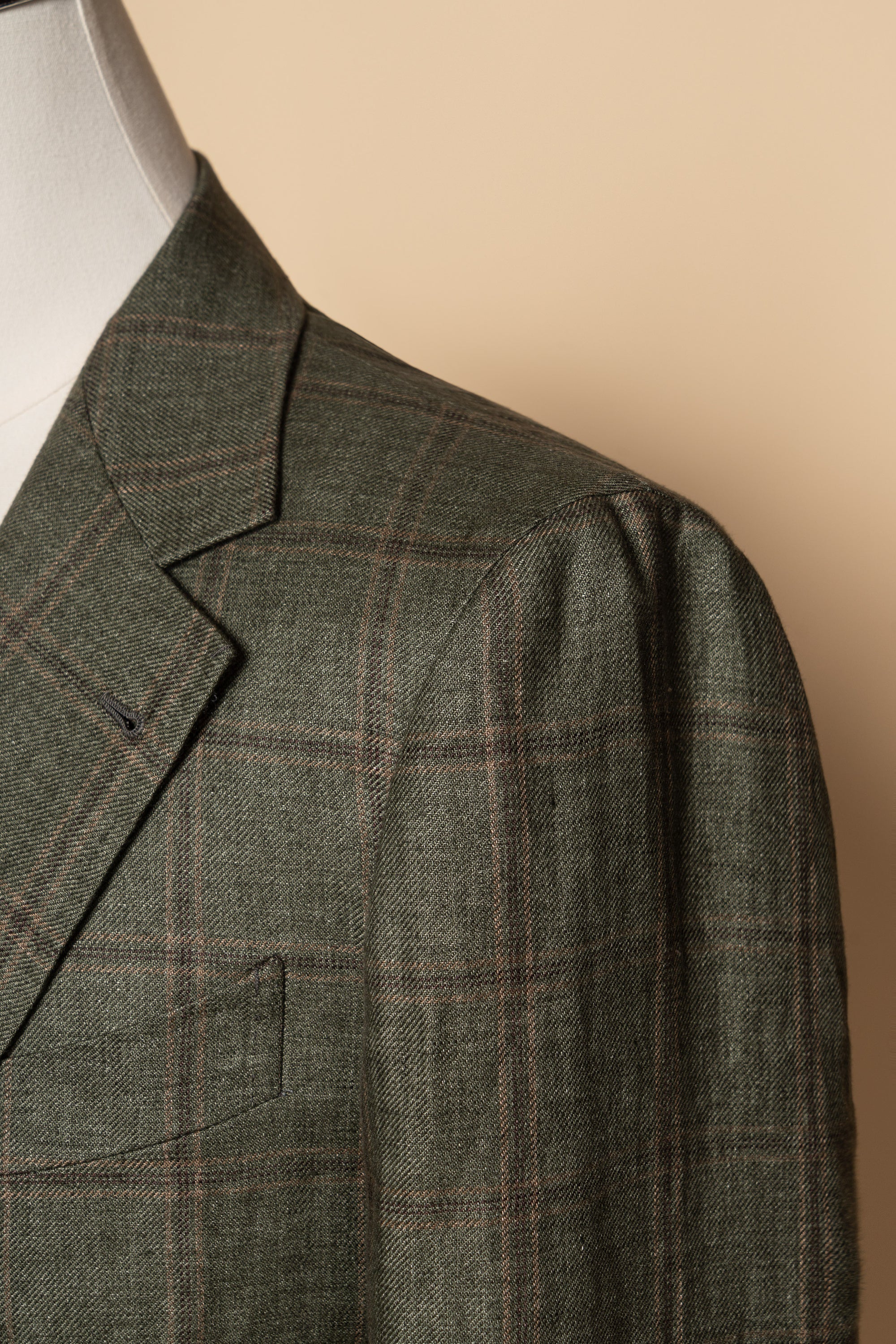 MTO Moss Windowpane Linen Jacket #498
