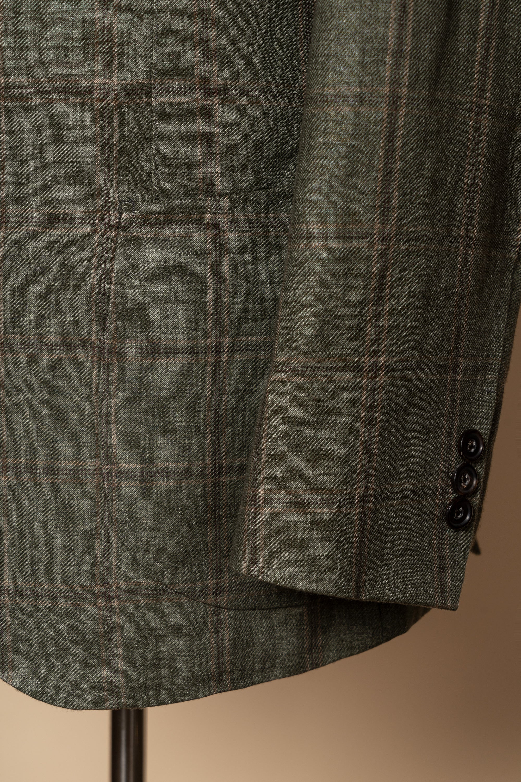 MTO Moss Windowpane Linen Jacket #498