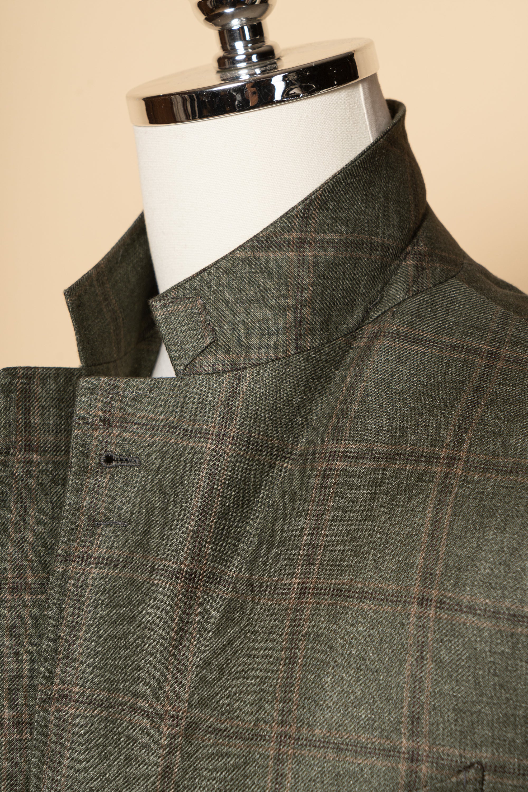 MTO Moss Windowpane Linen Jacket #498