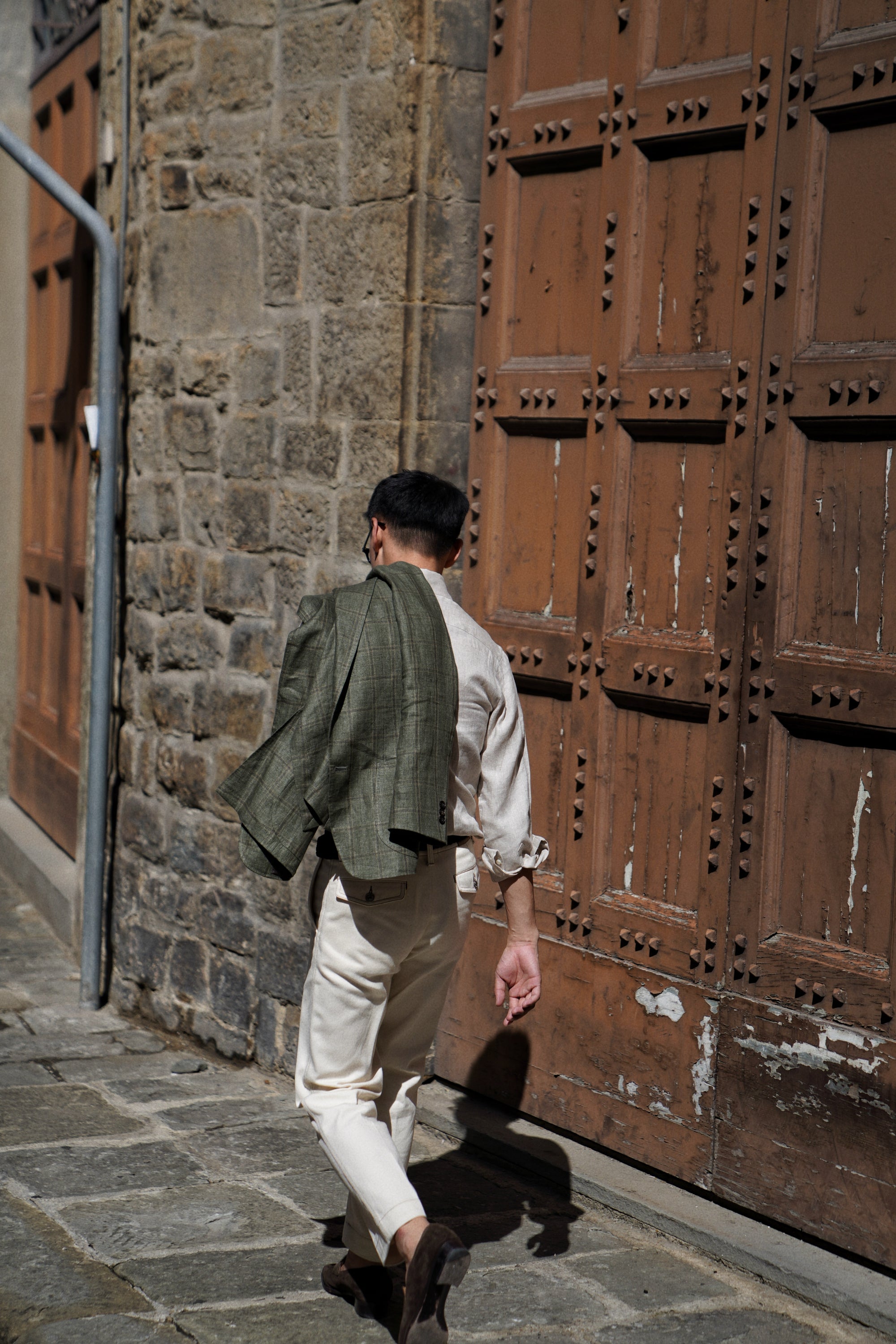 MTO Moss Windowpane Linen Jacket #498
