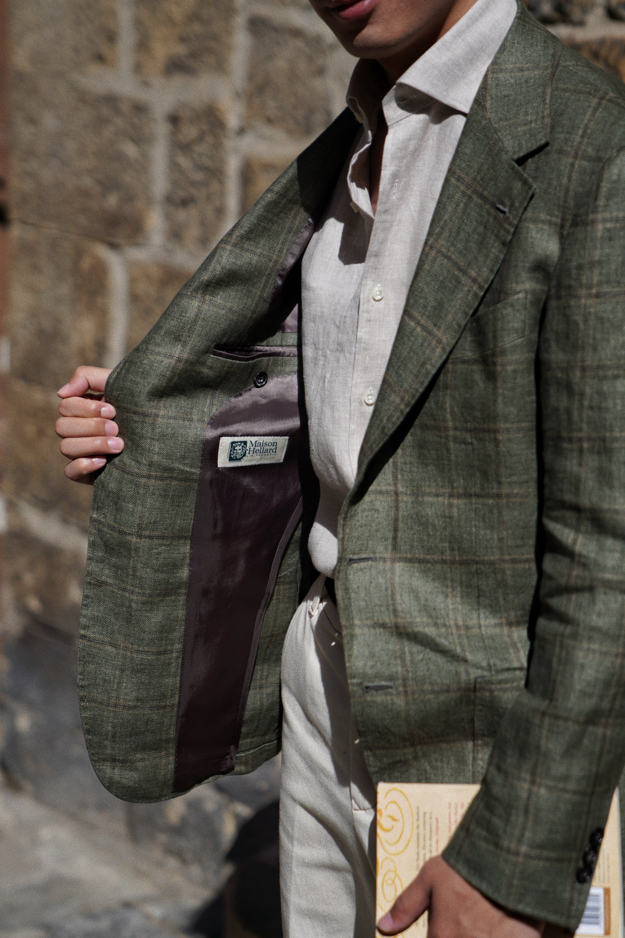 MTO Moss Windowpane Linen Jacket #498