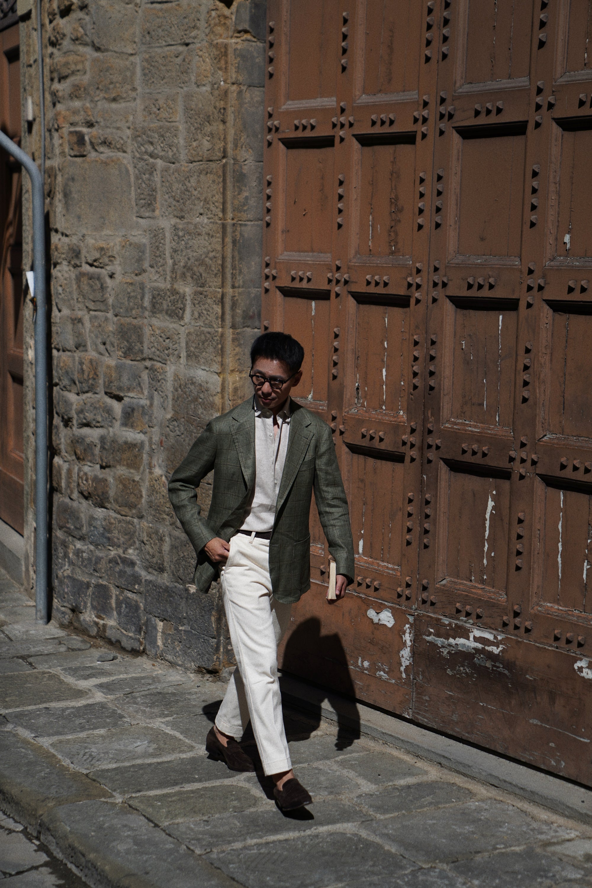 MTO Moss Windowpane Linen Jacket #498
