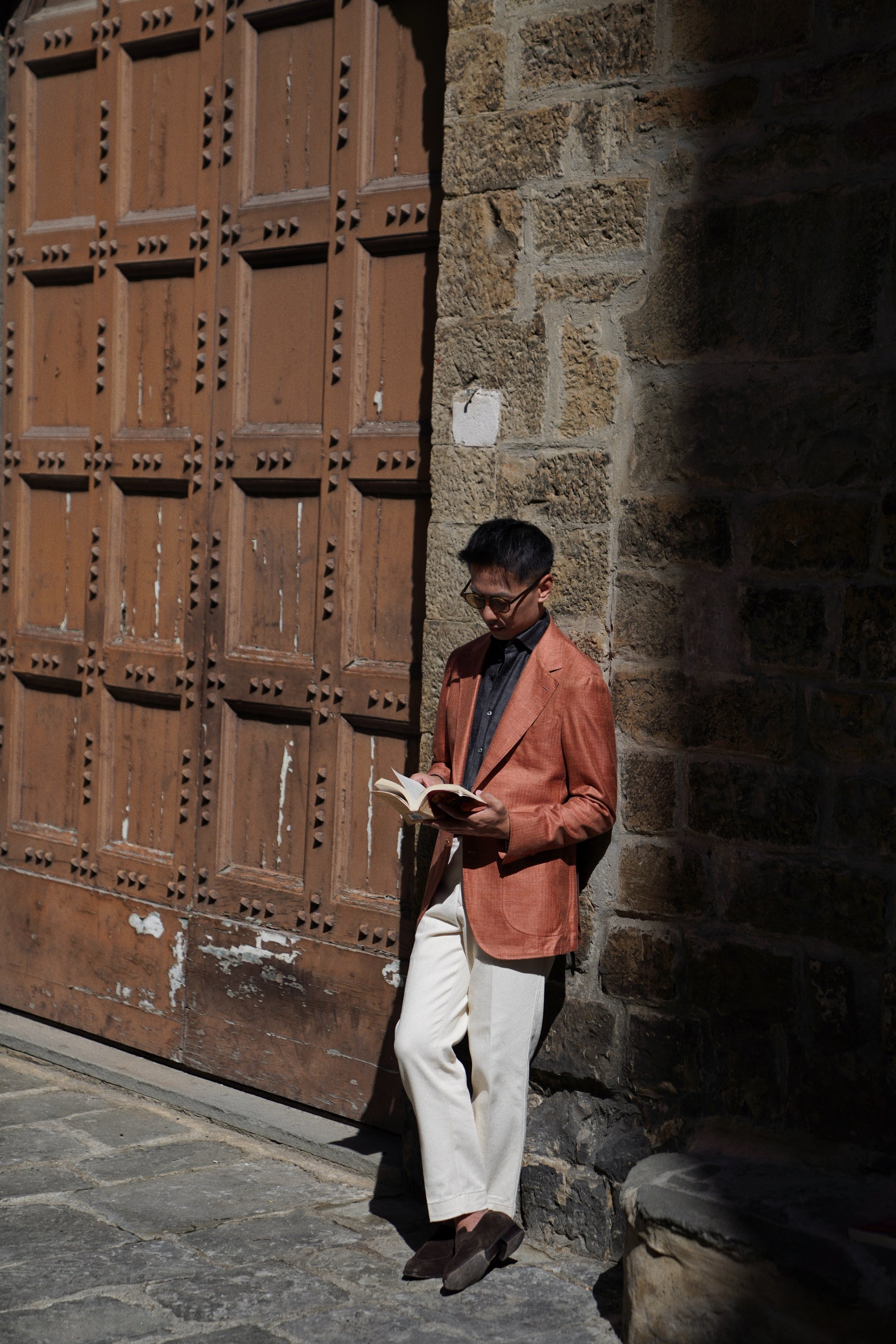 MTO Tangerine Herringbone Silk Linen Wool Jacket #601
