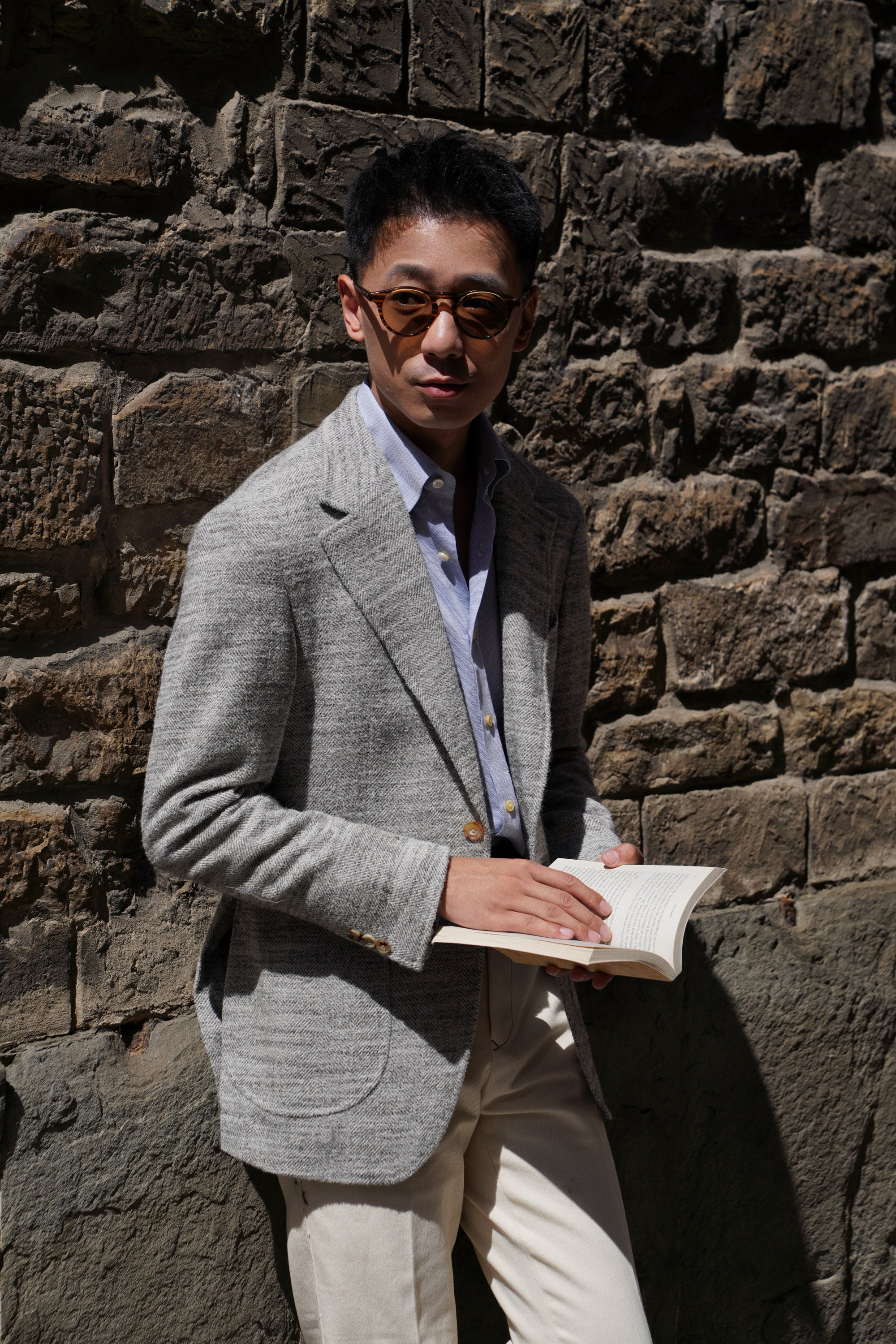 MTO Mist Gray Camel Wool Herringbone Jacket #445
