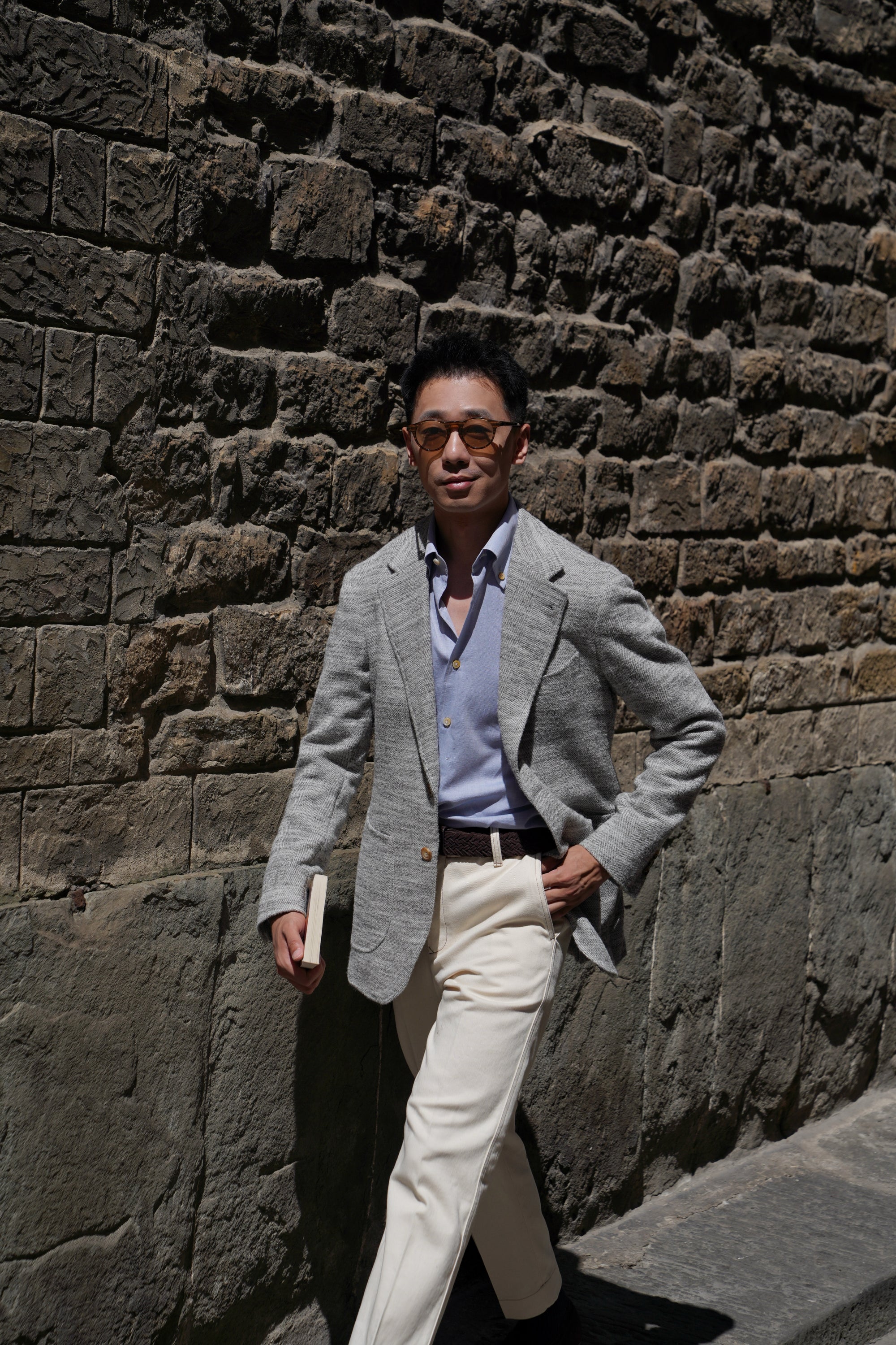 MTO Mist Gray Camel Wool Herringbone Jacket #445