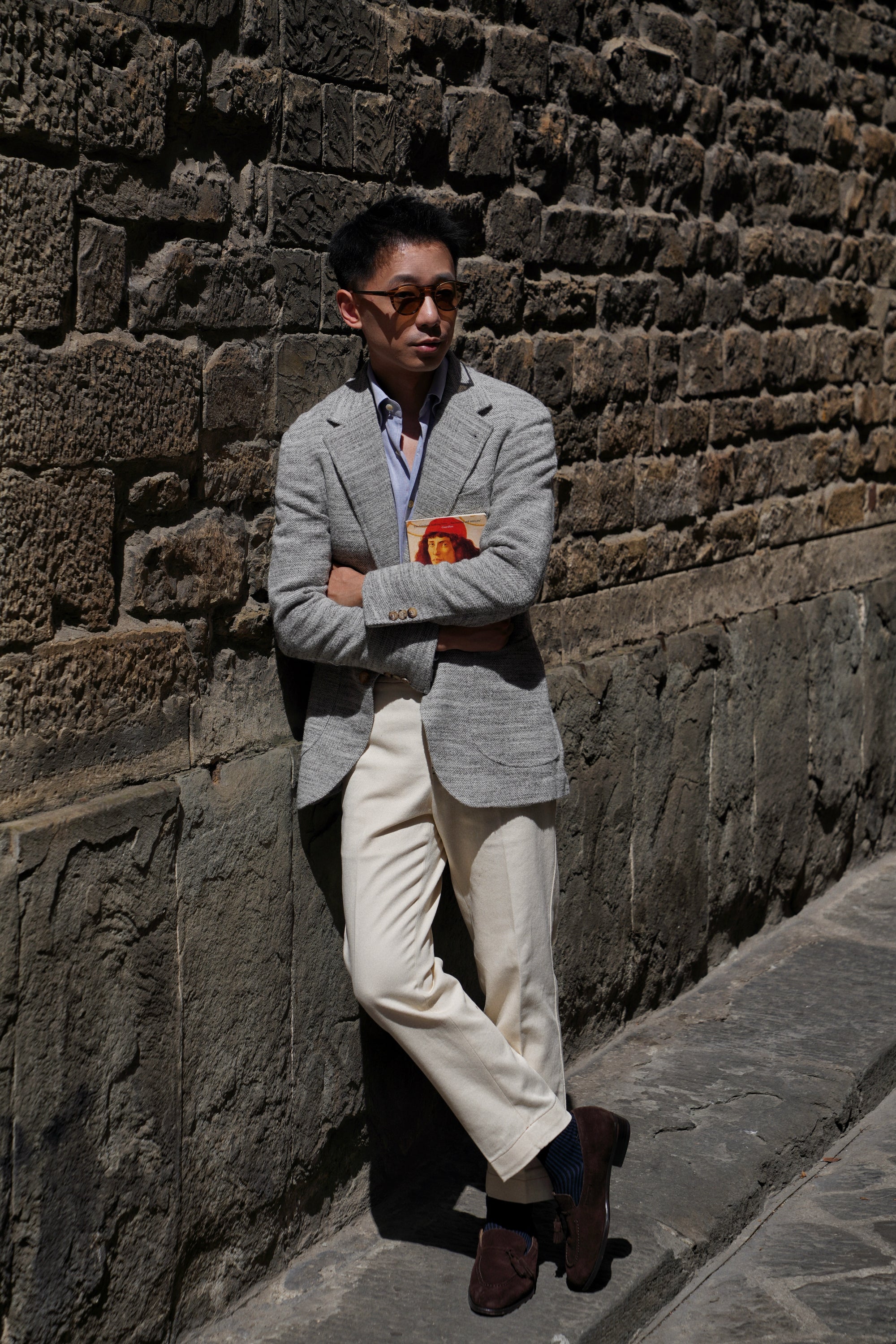 MTO Mist Gray Camel Wool Herringbone Jacket #445