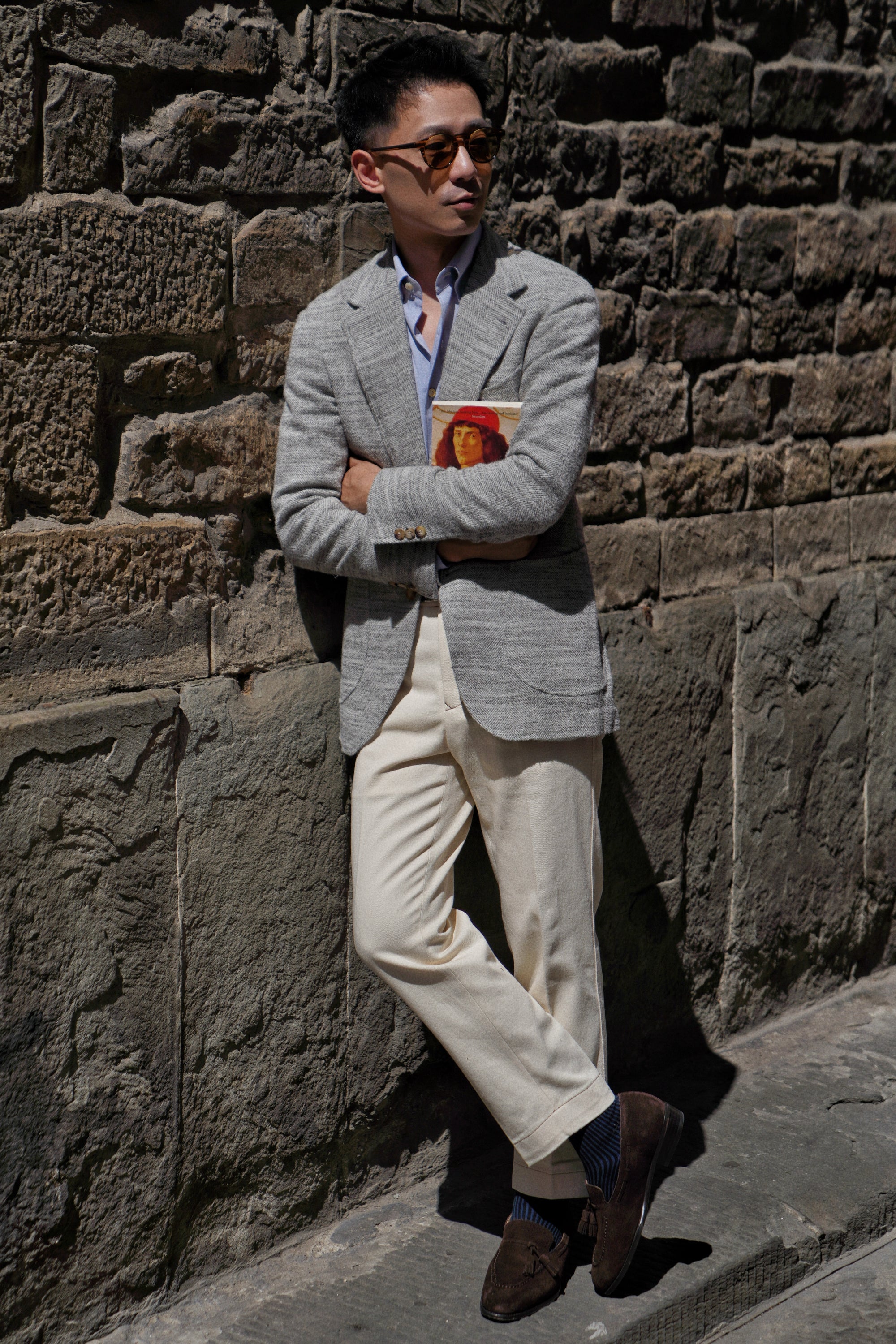 MTO Mist Gray Camel Wool Herringbone Jacket #445