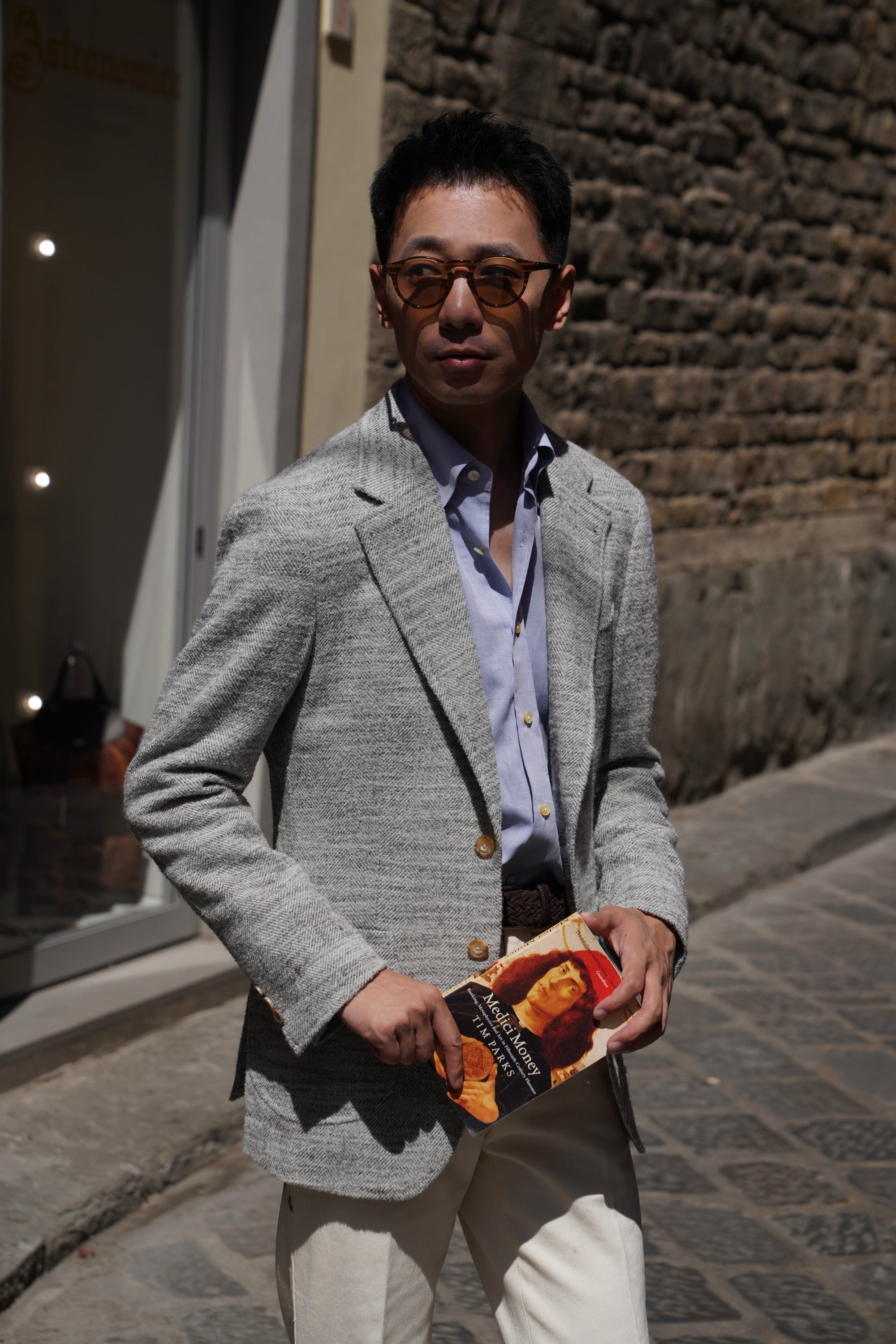 MTO Mist Gray Camel Wool Herringbone Jacket #445