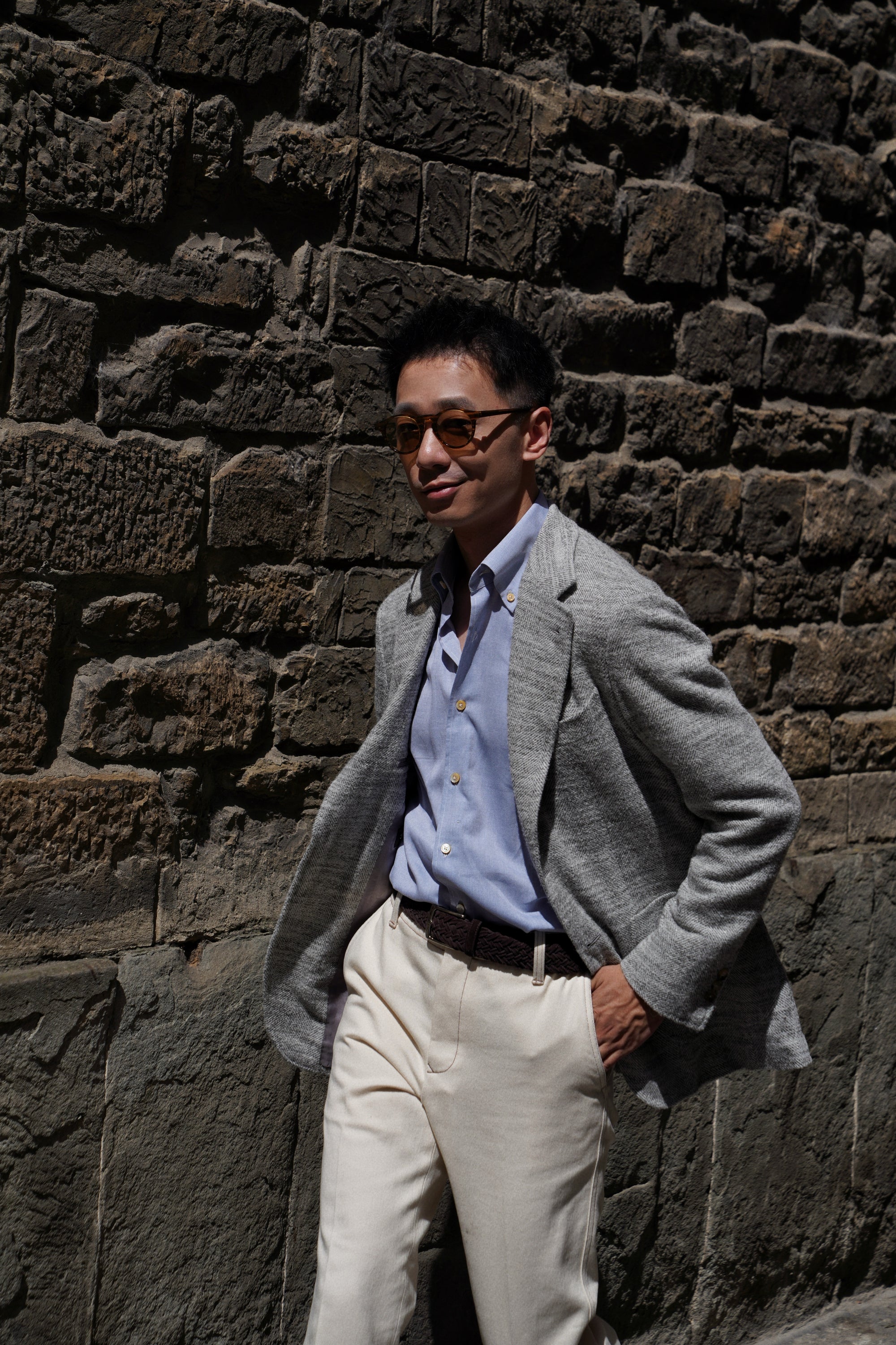 MTO Mist Gray Camel Wool Herringbone Jacket #445