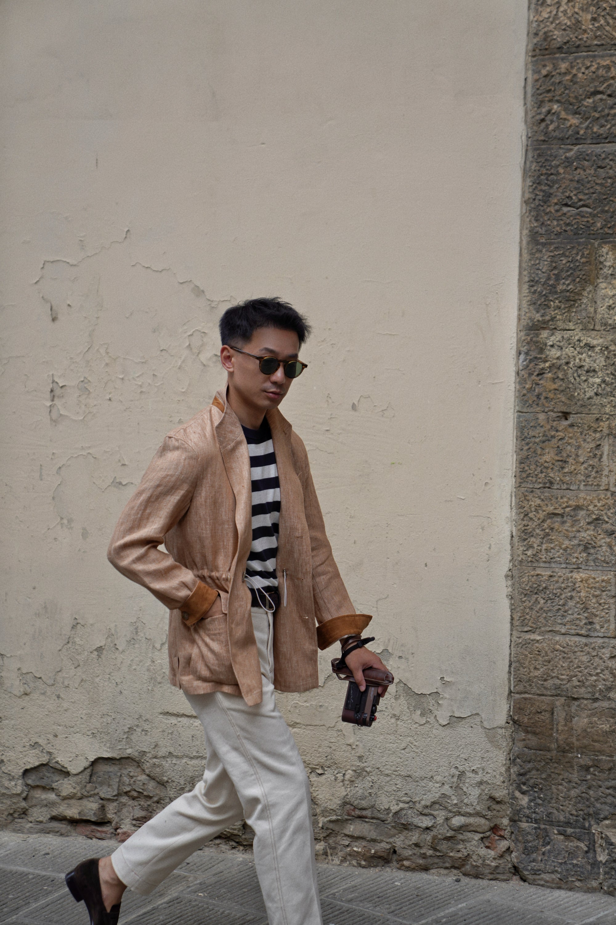 Tangerine Herringbone Linen Teba Jacket #227