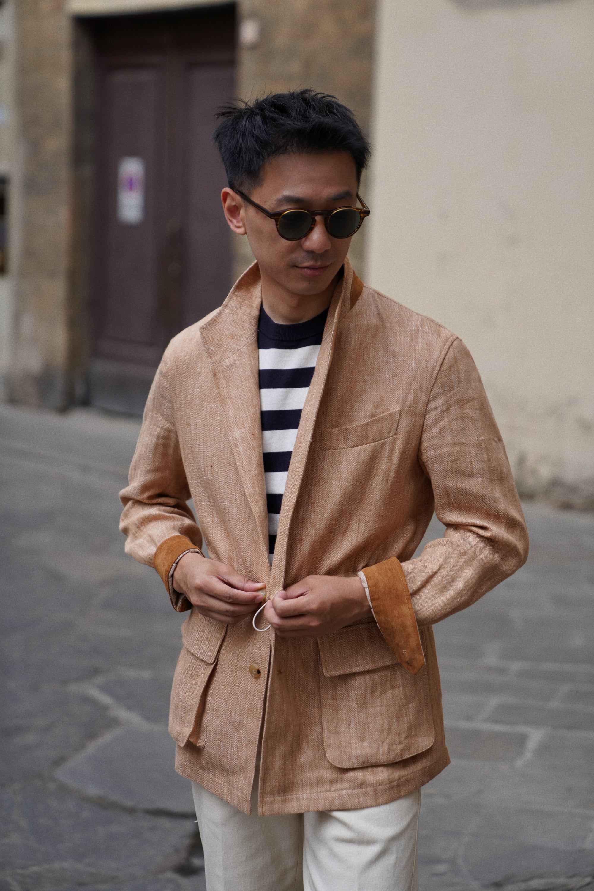 Tangerine Herringbone Linen Teba Jacket #227