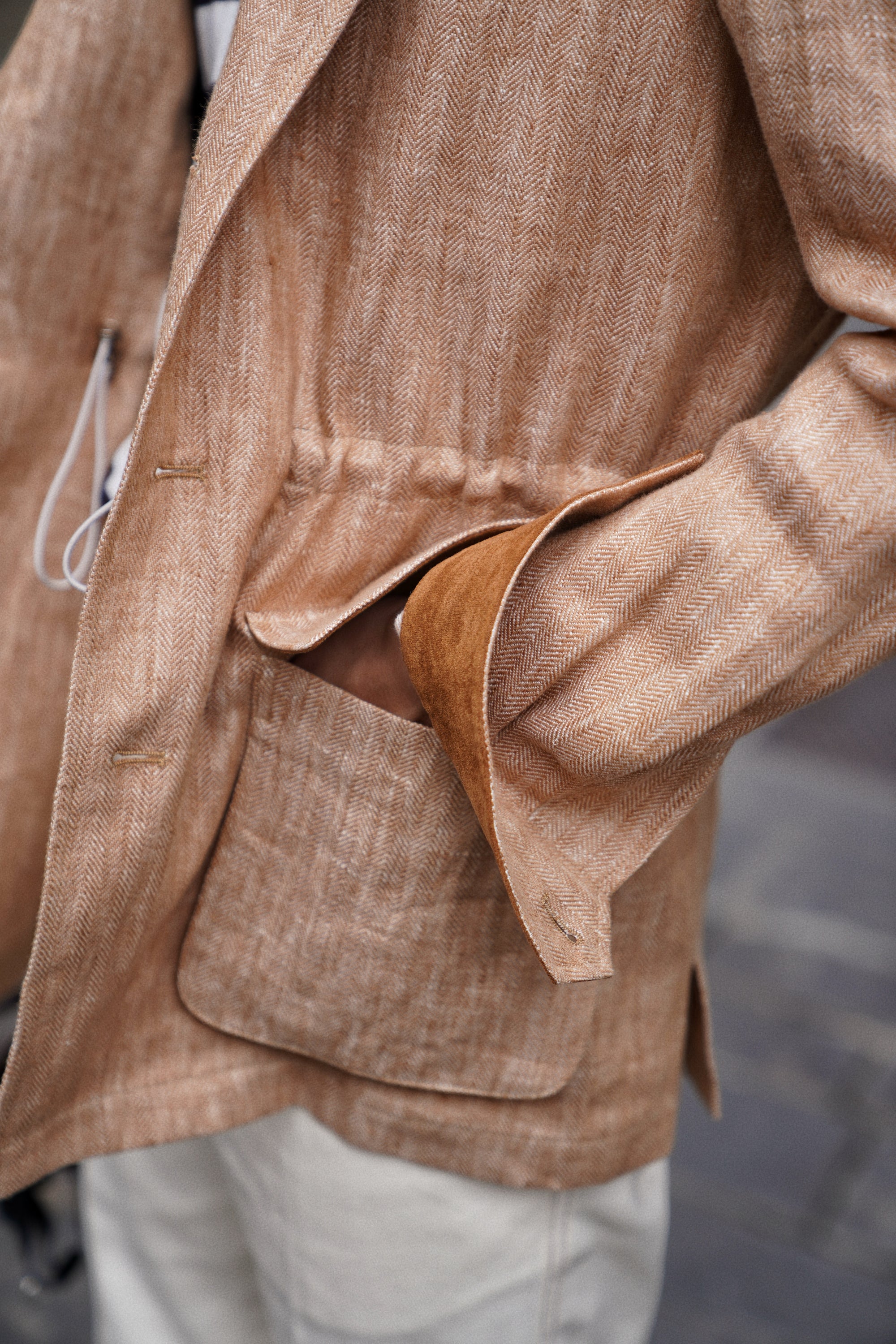 Tangerine Herringbone Linen Teba Jacket #227