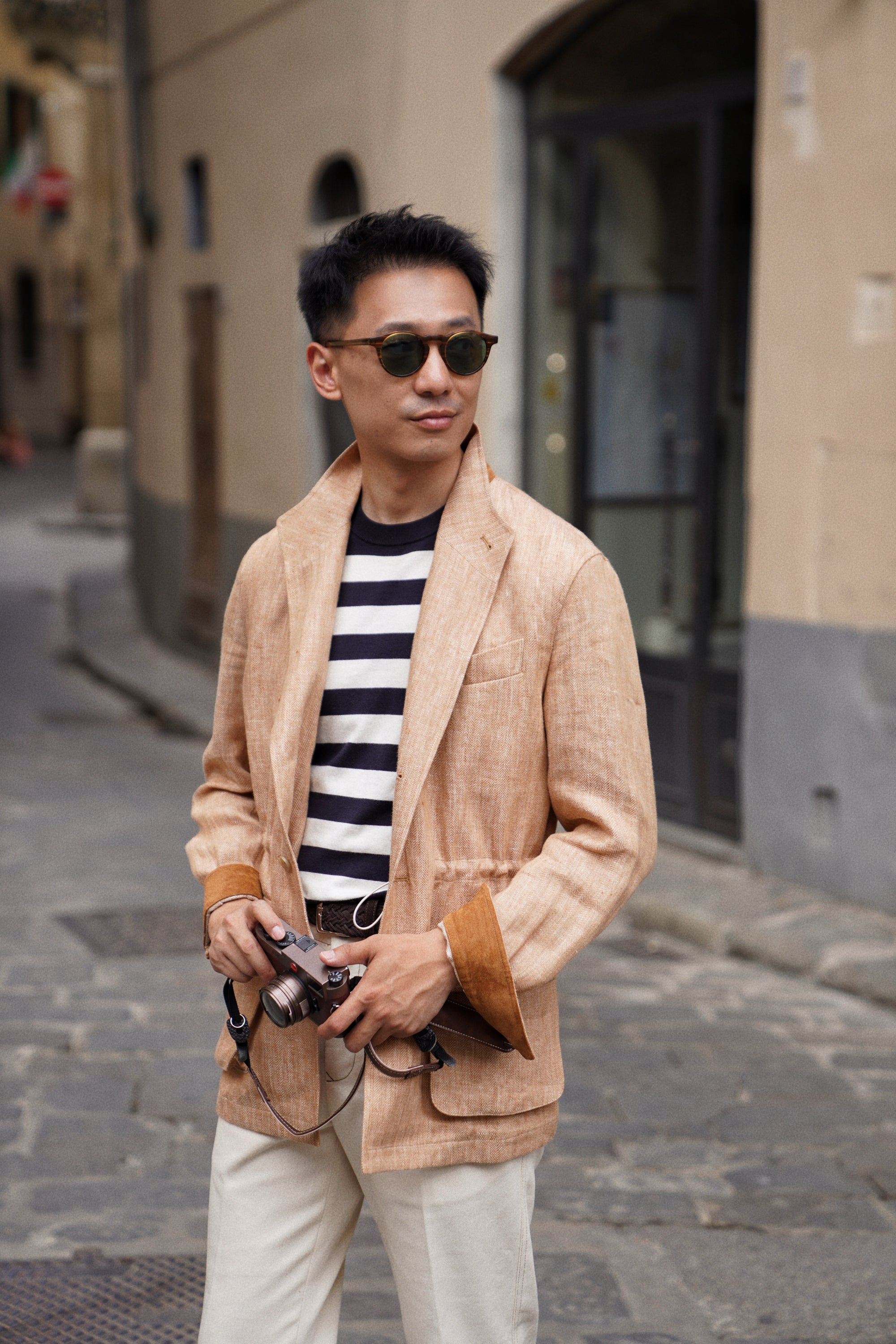 Tangerine Herringbone Linen Teba Jacket #227