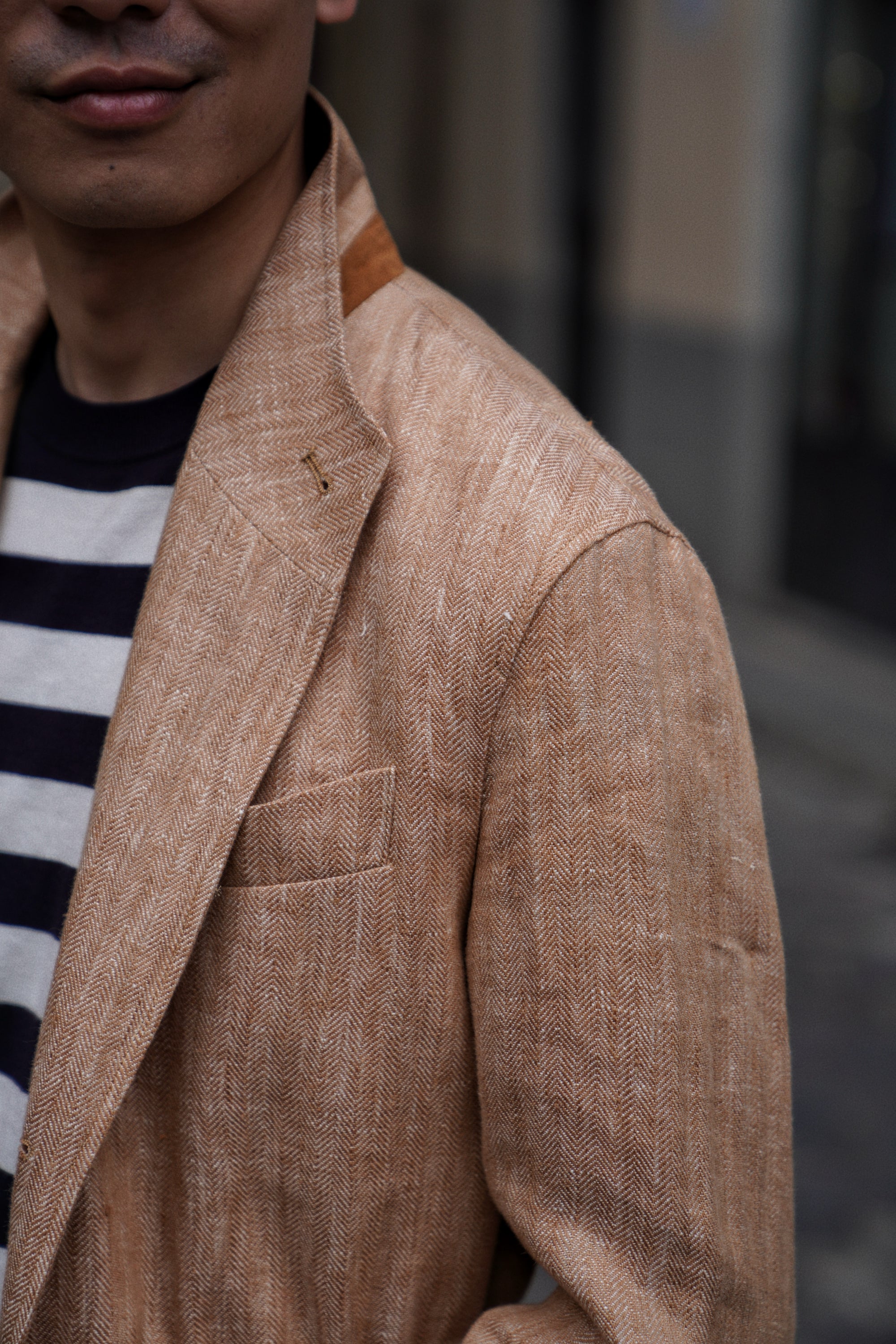 Tangerine Herringbone Linen Teba Jacket #227